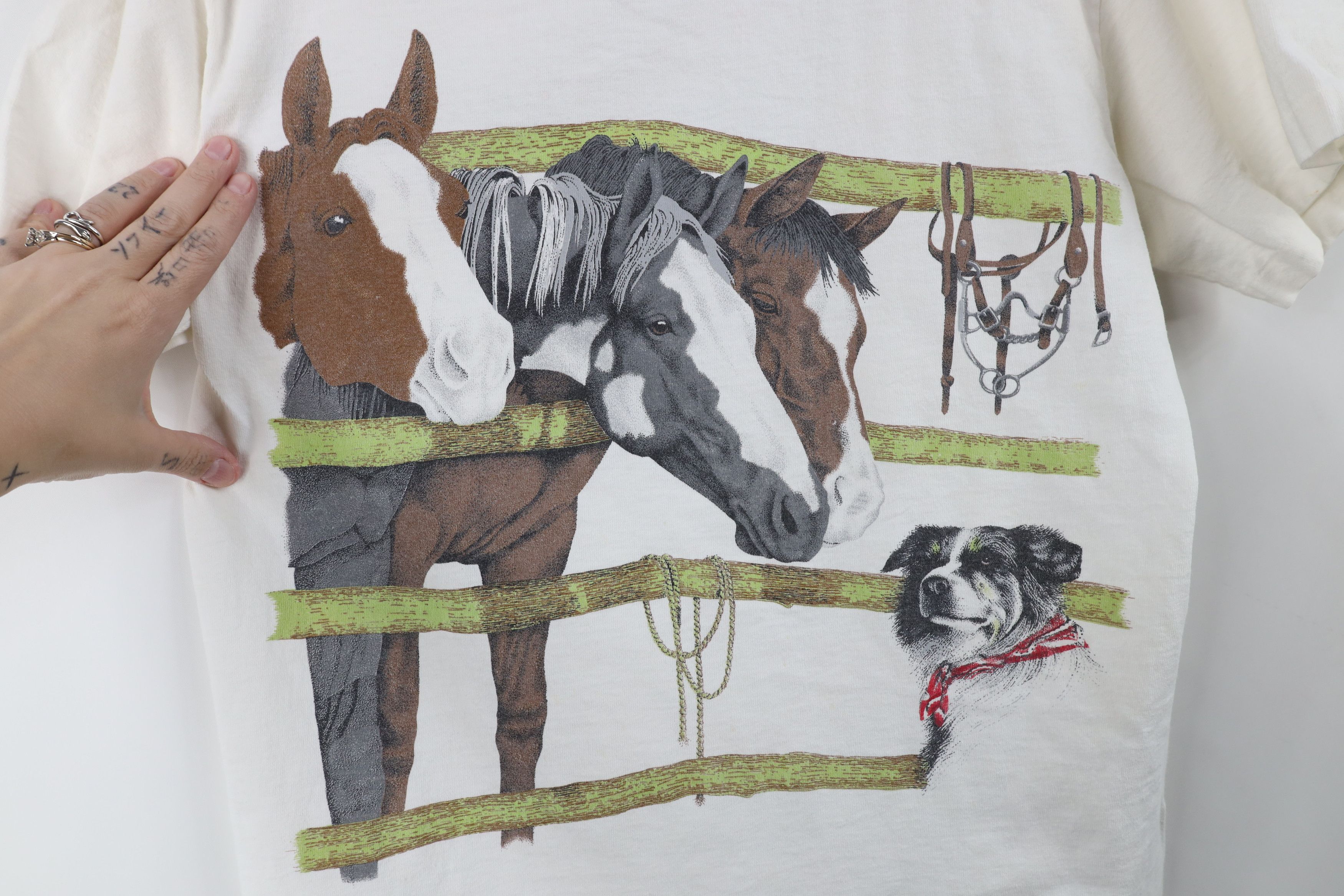 Vintage Vintage 90s Streetwear Horse Dog Short Sleeve T-Shirt USA Size M / US 6-8 / IT 42-44 - 4 Thumbnail