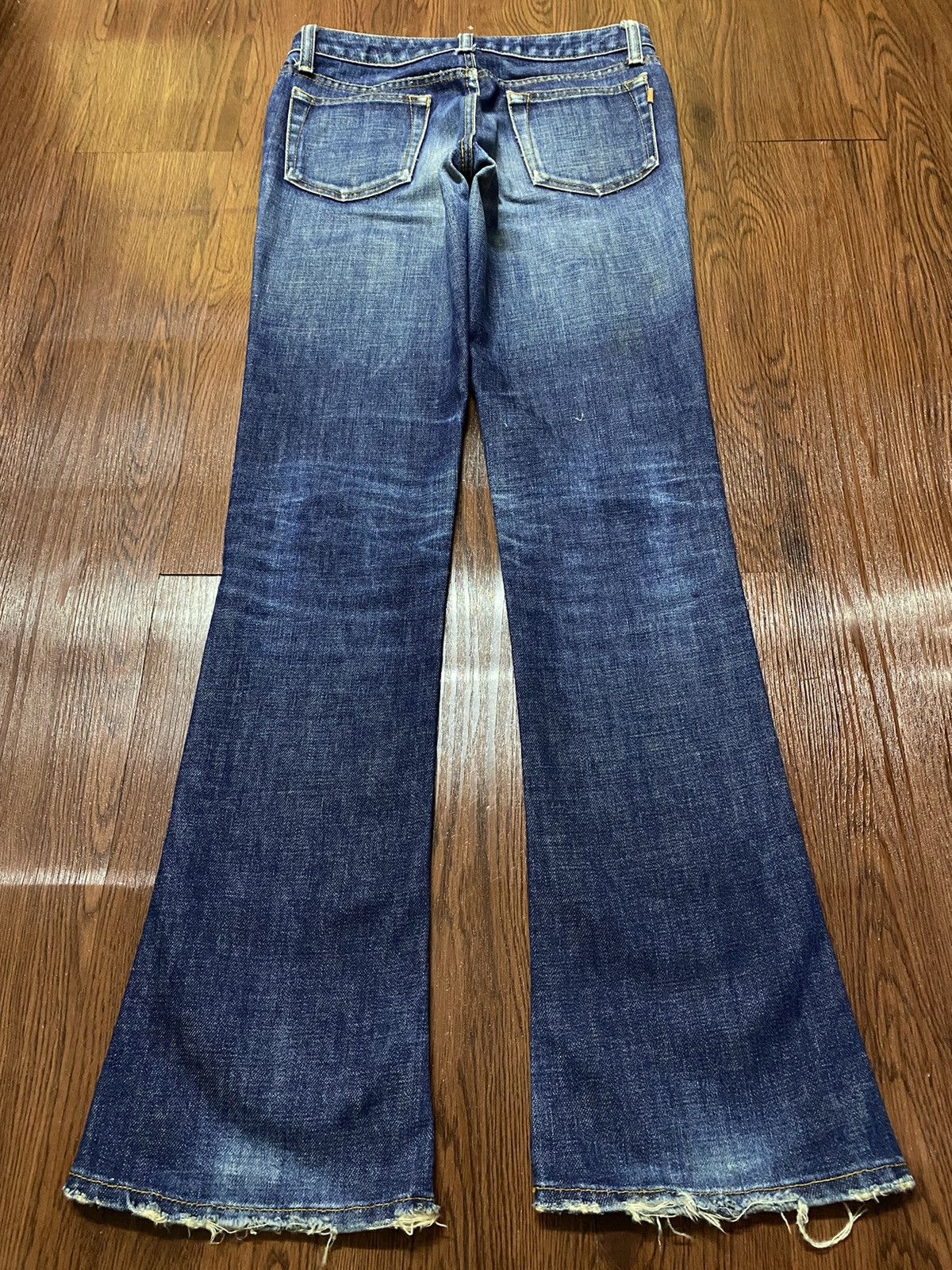 If Six Was Nine Vintage Japanese Brand Blue Wash Distressed Flare Jeans Size 28" / US 6 / IT 42 - 2 Thumbnail