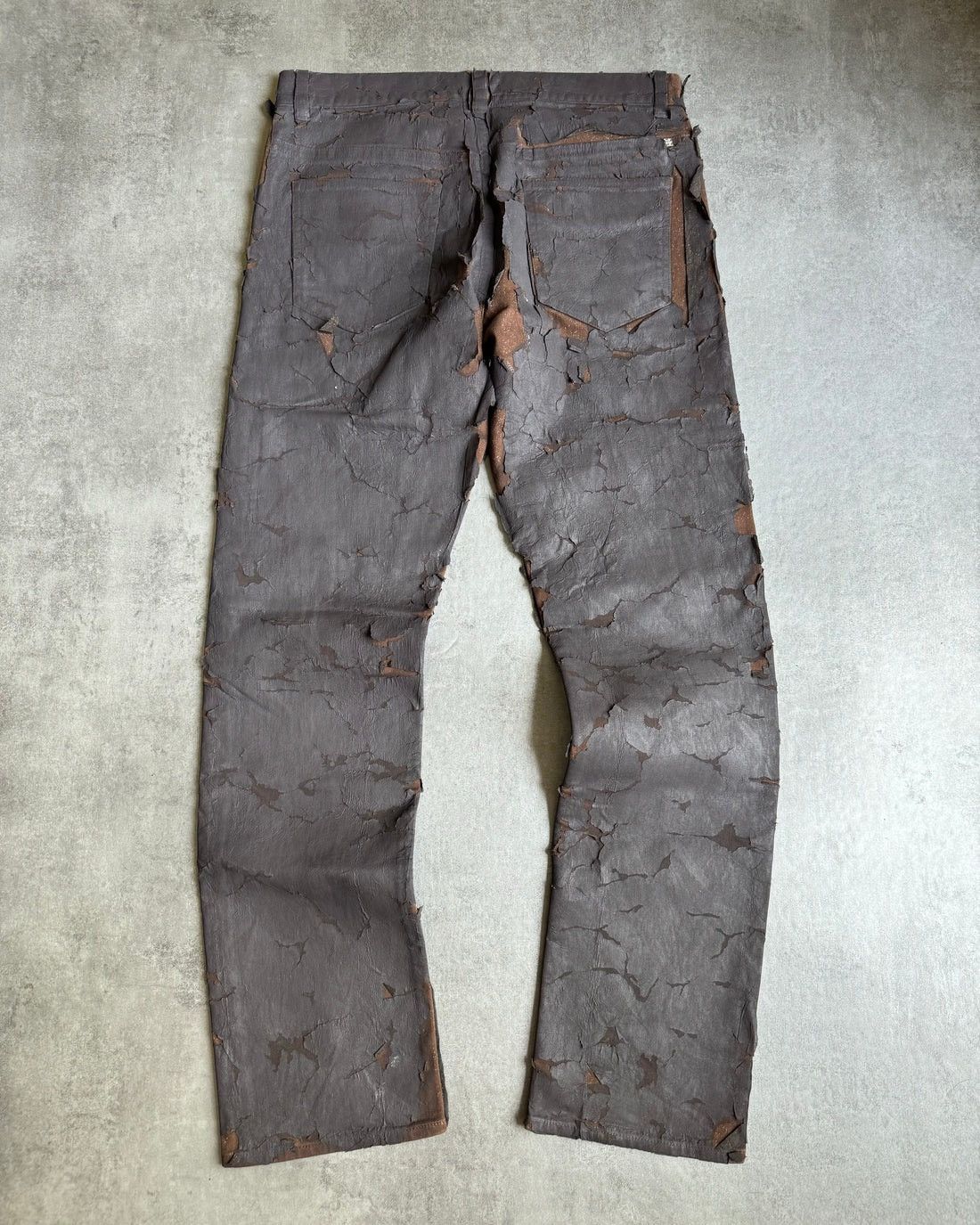 Givenchy AW2022 Givenchy Distressed Cracked Brown Biker Pants Size US 32 / EU 48 - 4 Thumbnail