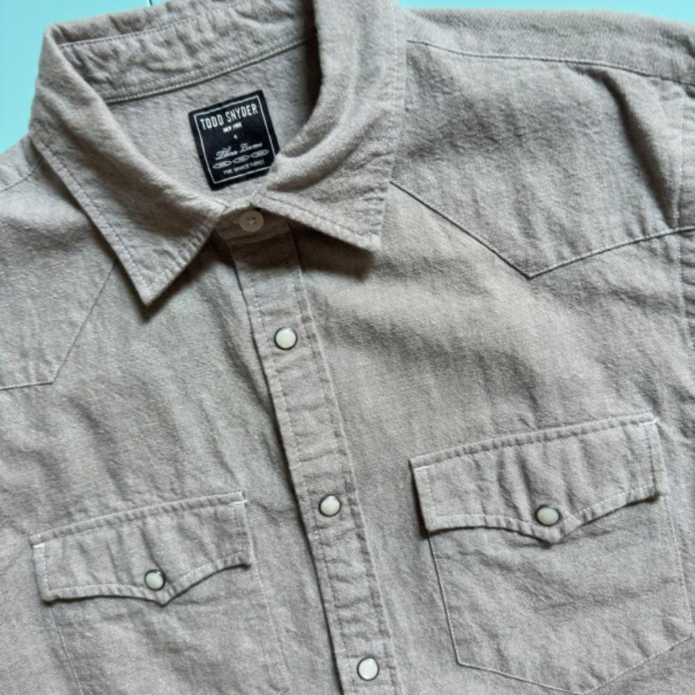 Todd Snyder Todd Snyder X Three Looms Size Small Grey Pearl Snap Shirt Size US S / EU 44-46 / 1 - 2 Thumbnail