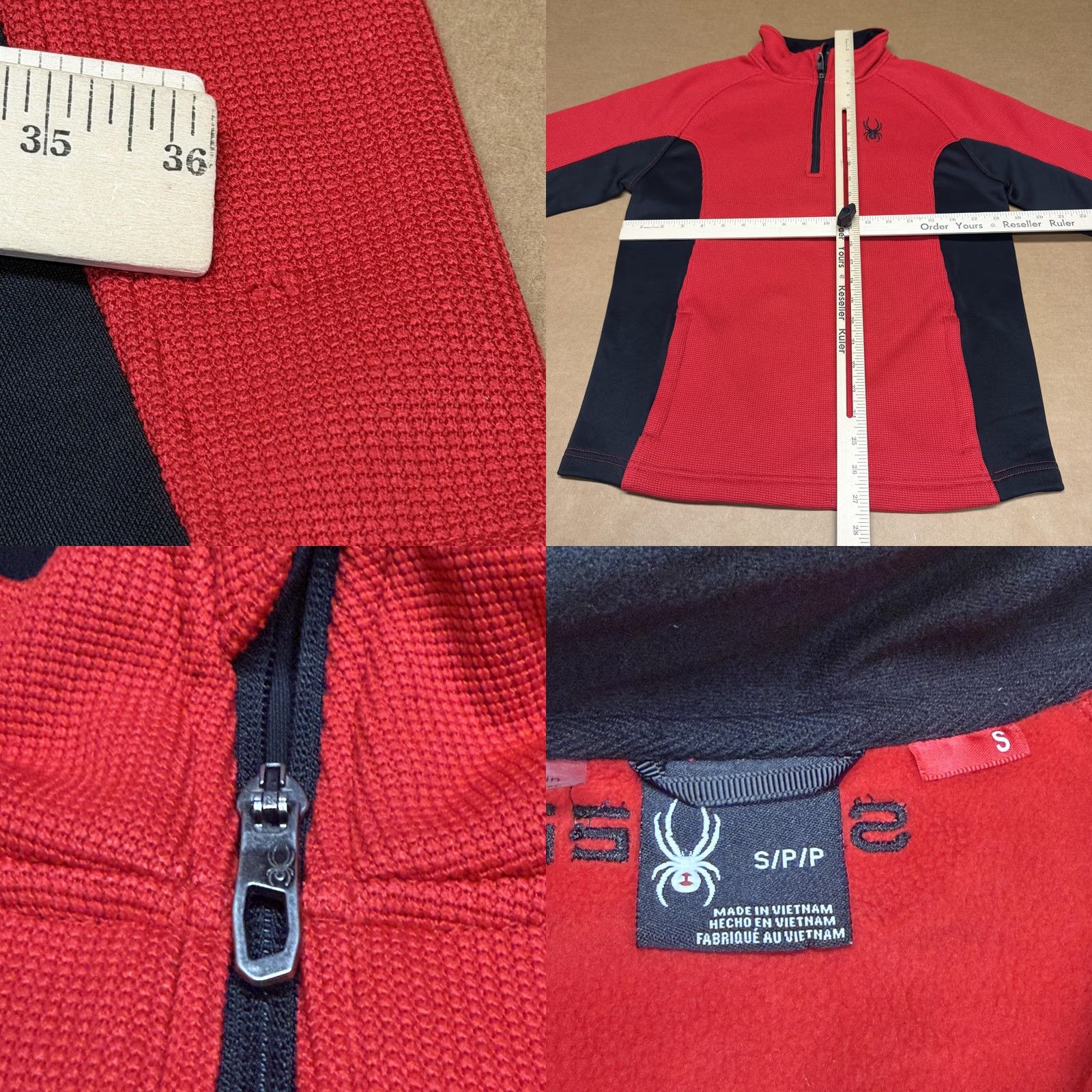 Spyder Spyder Pullover Mens Small Red Black 1/4 Zip Fleece Ski Colorblock Base Layer Size US S / EU 44-46 / 1 - 8 Thumbnail