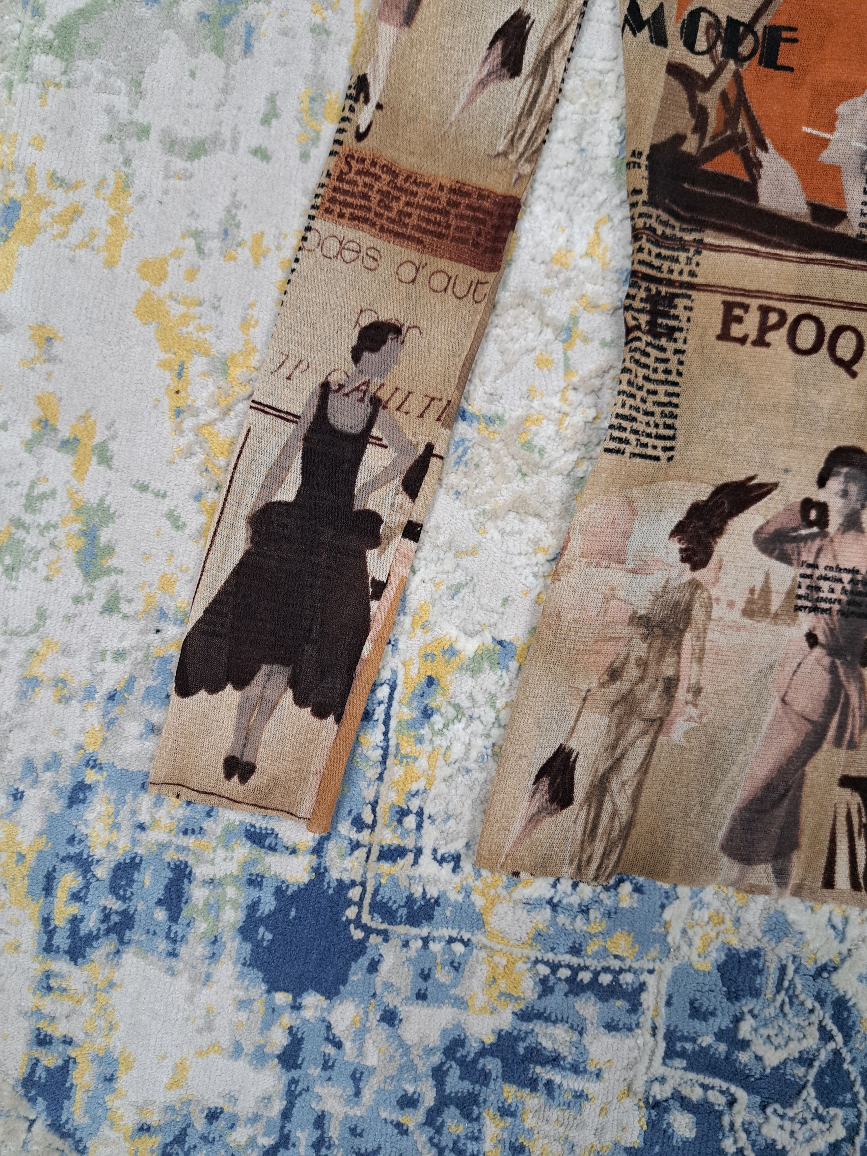 Jean Paul Gaultier SS 1996 JPG Belle Epoque Gazette Mesh Top Longsleeve Size S / US 4 / IT 40 - 9 Thumbnail