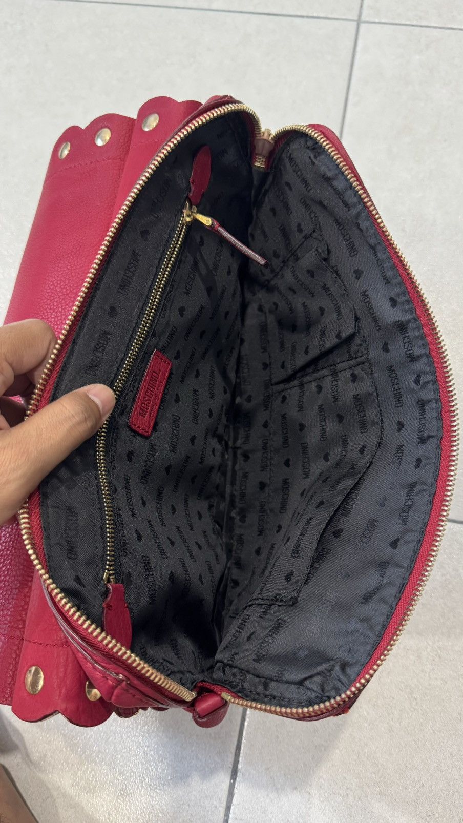 Moschino Moschino Red Studded Leather Flap Shoulder Bag Size ONE SIZE - 12 Thumbnail