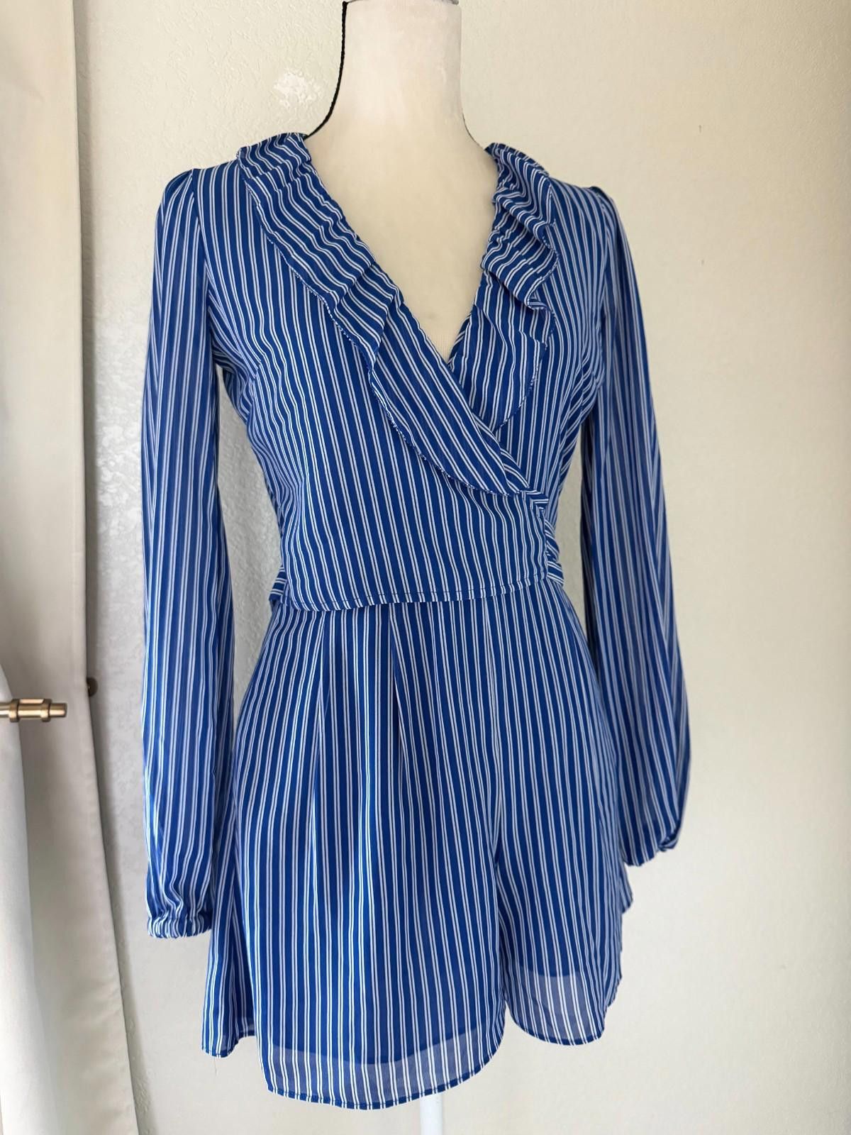 Michael Kors Michael Kors Women's Striped Ruffled Romper Size 26" / US 2 / IT 38 - 2 Thumbnail