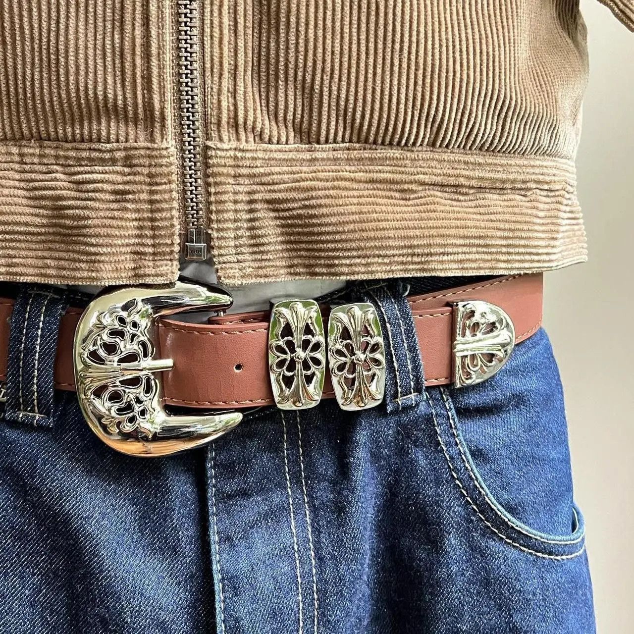 Cowboy Equipment × Vintage vintage buckle brown american western design belt Size ONE SIZE - 2 Thumbnail