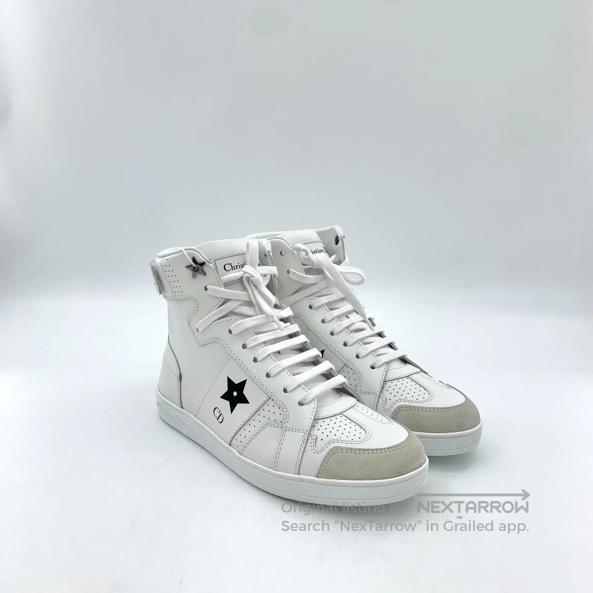 Dior Dior White Five Star Laced Casual Flat High Top Sneakers| Size US 4.5 / IT 34.5 - 2 Thumbnail