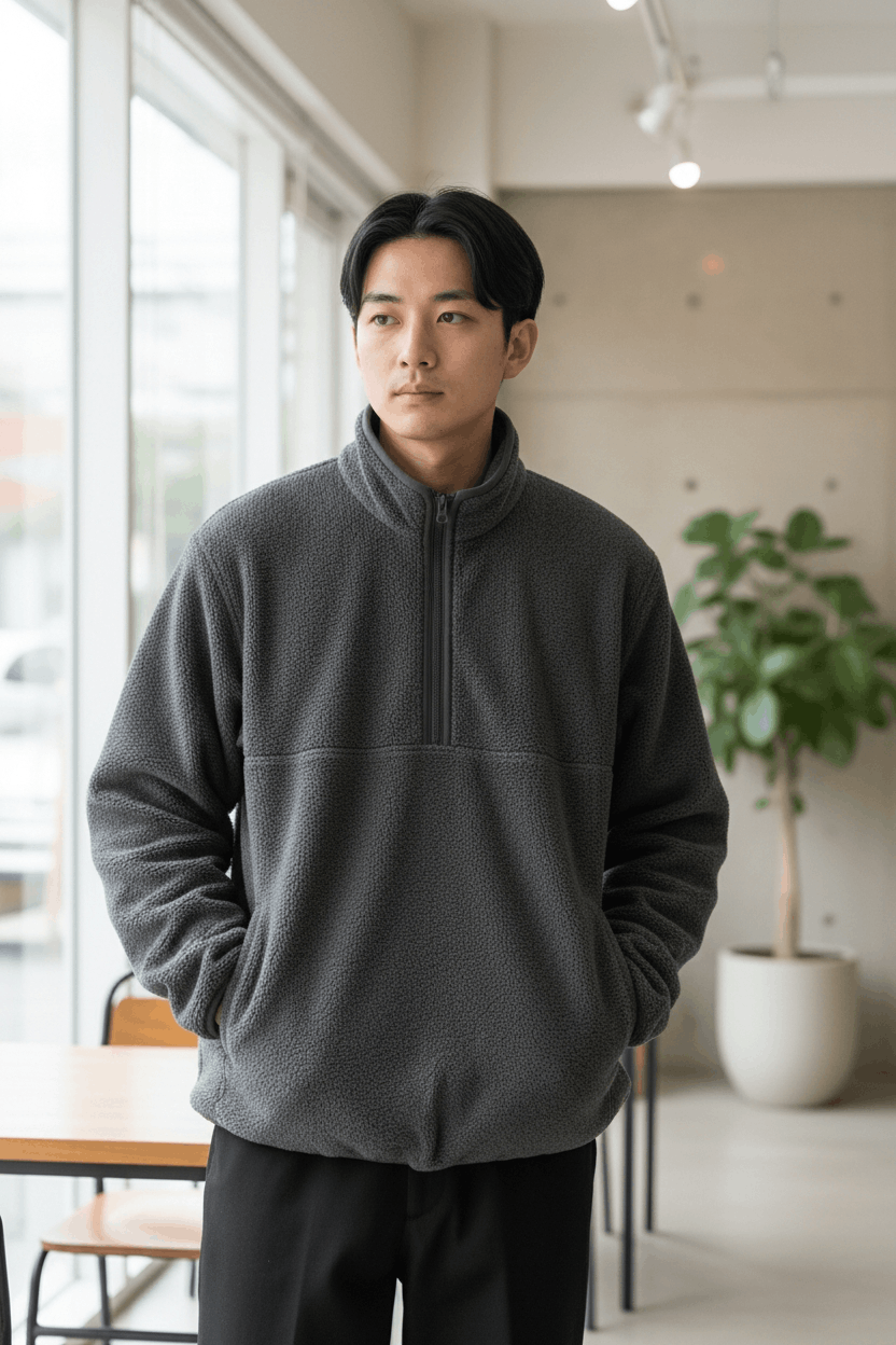 Japanese Brand Vintage 90's JAPAN UNIQLO Dark Grey Fleece Sweatshirt Size US L / EU 52-54 / 3 - 1 Thumbnail