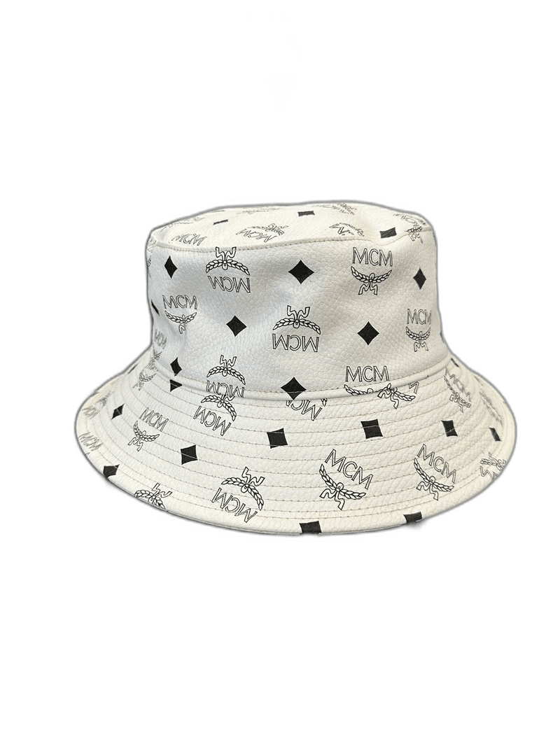 MCM MCM Classic White Printed Logo Bucket Hat Size ONE SIZE - 1 Thumbnail