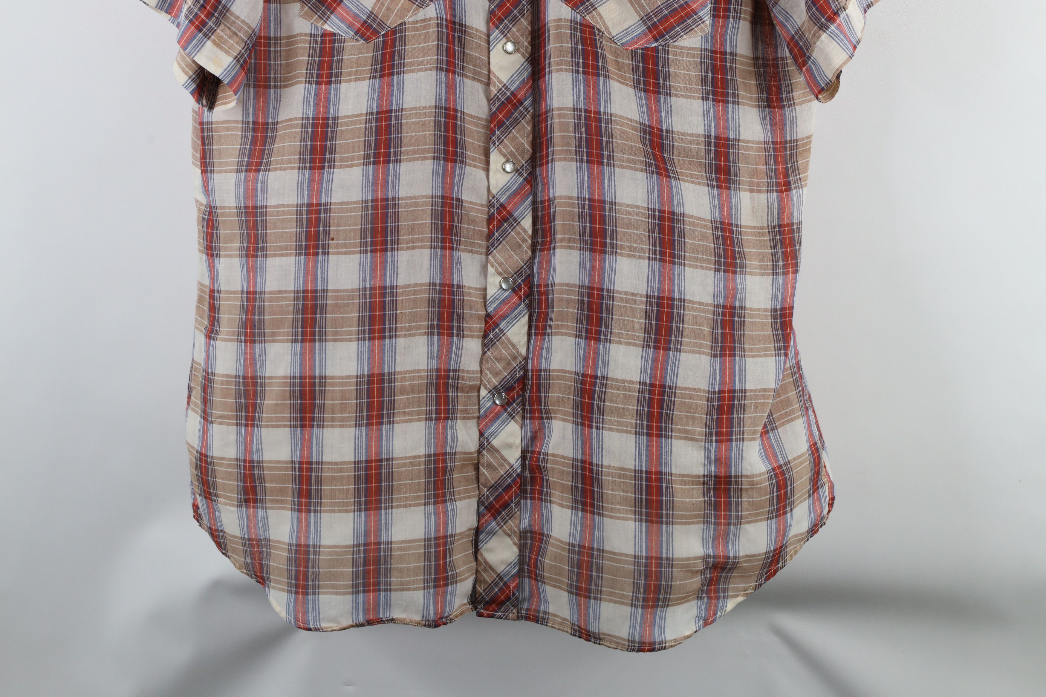 Vintage Vintage 70s Streetwear Sheer Western Button Shirt Plaid Size US L / EU 52-54 / 3 - 3 Thumbnail