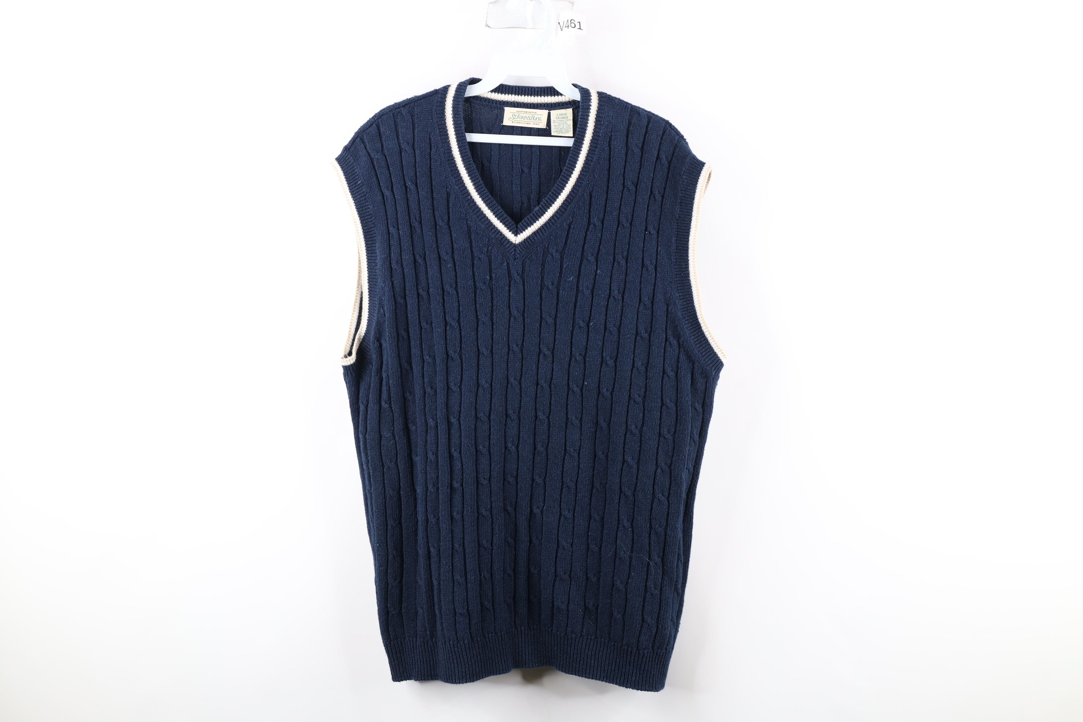 Vintage Vintage 90s Streetwear Blank Ribbed Cable Knit Sweater Vest Size US L / EU 52-54 / 3 - 1 Thumbnail