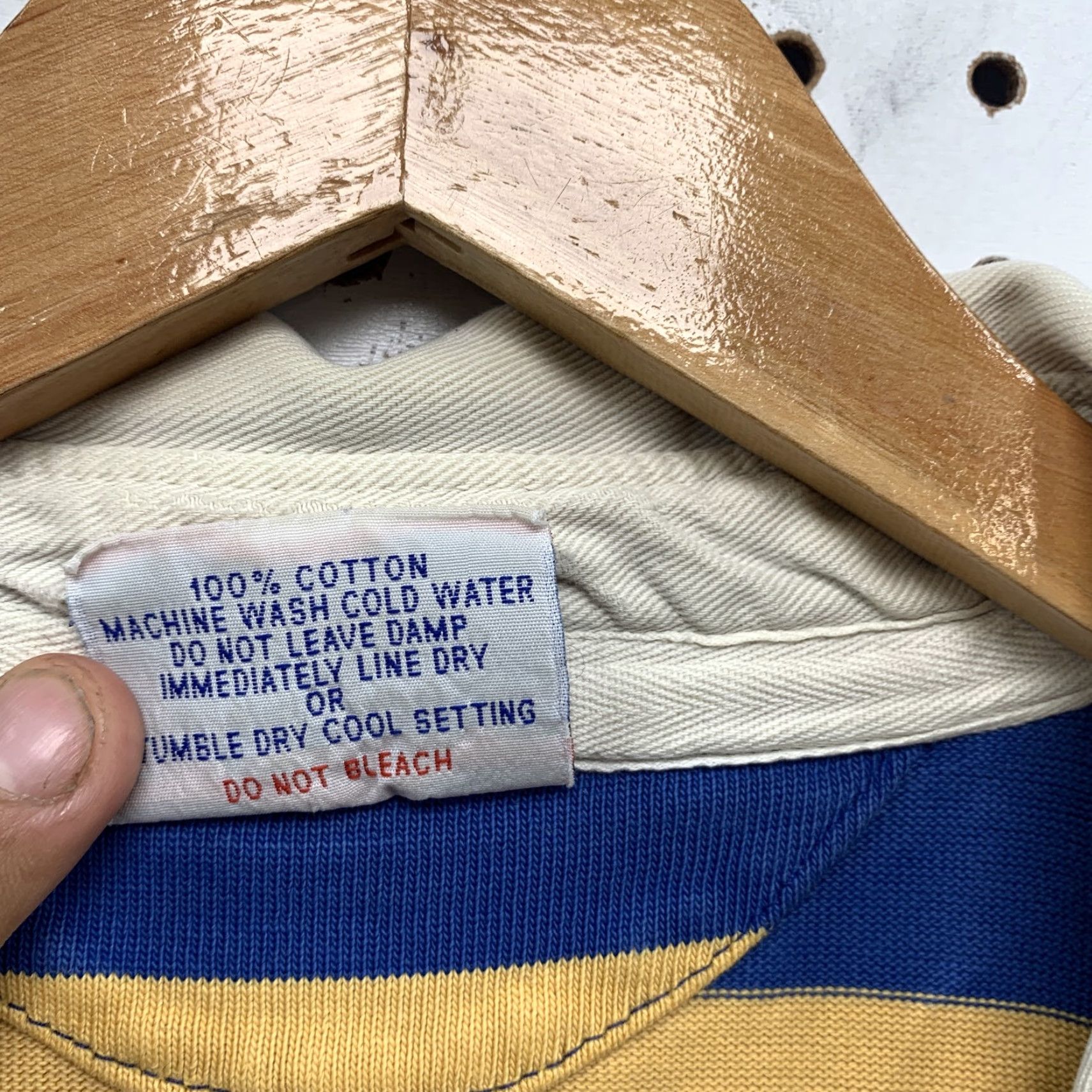 Vintage VINTAGE Rugby Polo Shirt Mens Striped Cotton Blue Yellow Size US XXL / EU 58 / 5 - 3 Thumbnail