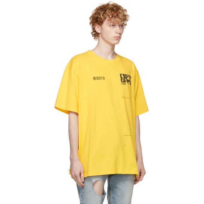 Off-White Yellow Adam Is Eve Logo Arrows Oversized T-shirt Size US XXS / EU 40 - 4 Thumbnail