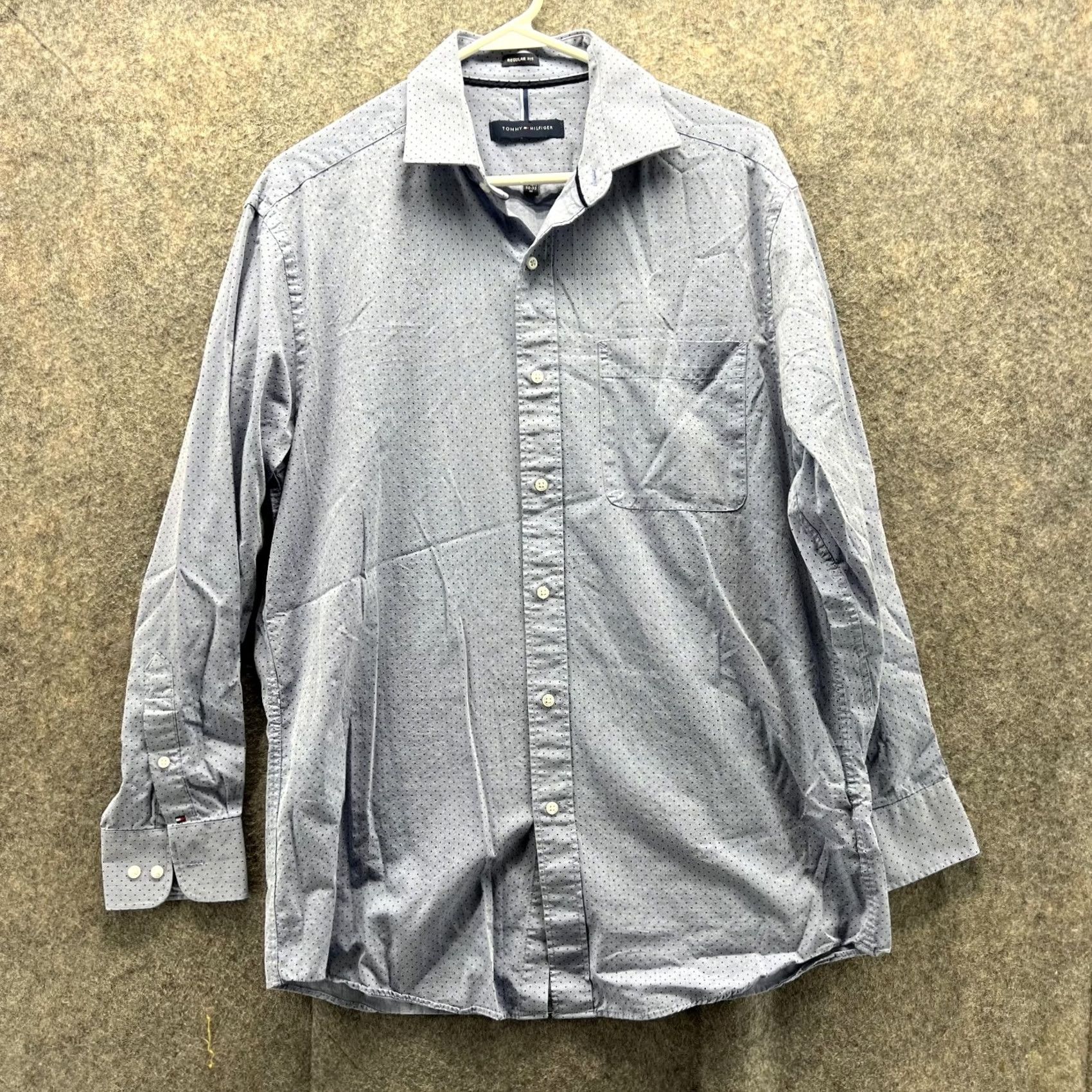 Tommy Hilfiger Tommy Hilfiger Shirt Men Medium Blue Casual Button Down Preppy Dots Pattern Polka Dot Button-Up Regular Fit Long Sleeve Collar Knit Cotton Size US M / EU 48-50 / 2 - 2 Thumbnail