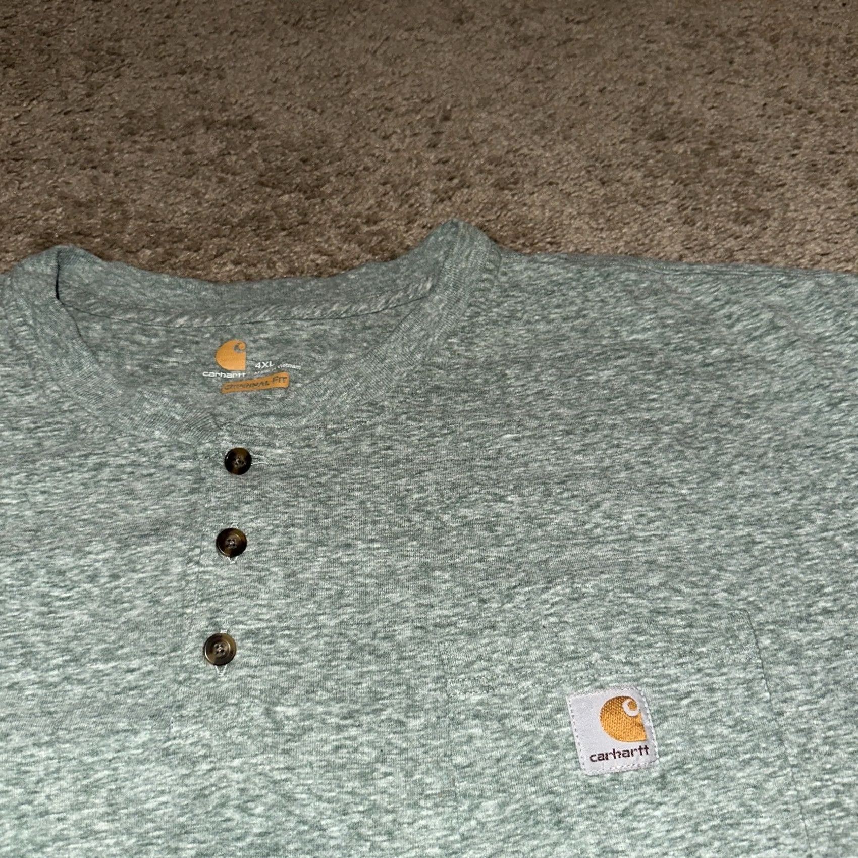 Carhartt Carhartt Workwear Shirt Men 4XL Henley Outdoor Hiking Pockets Short Sleeve Green Size US XXL / EU 58 / 5 - 2 Thumbnail