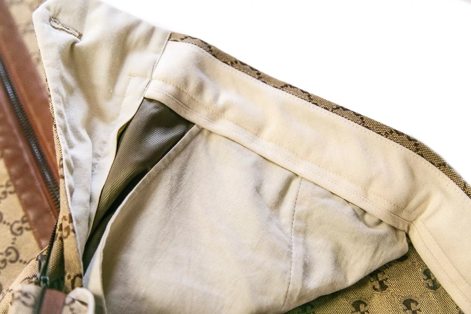Gucci GUCCI GG Canvas Print Pants 46 size Zipper Leather Trim Size US 30 / EU 46 - 7 Thumbnail