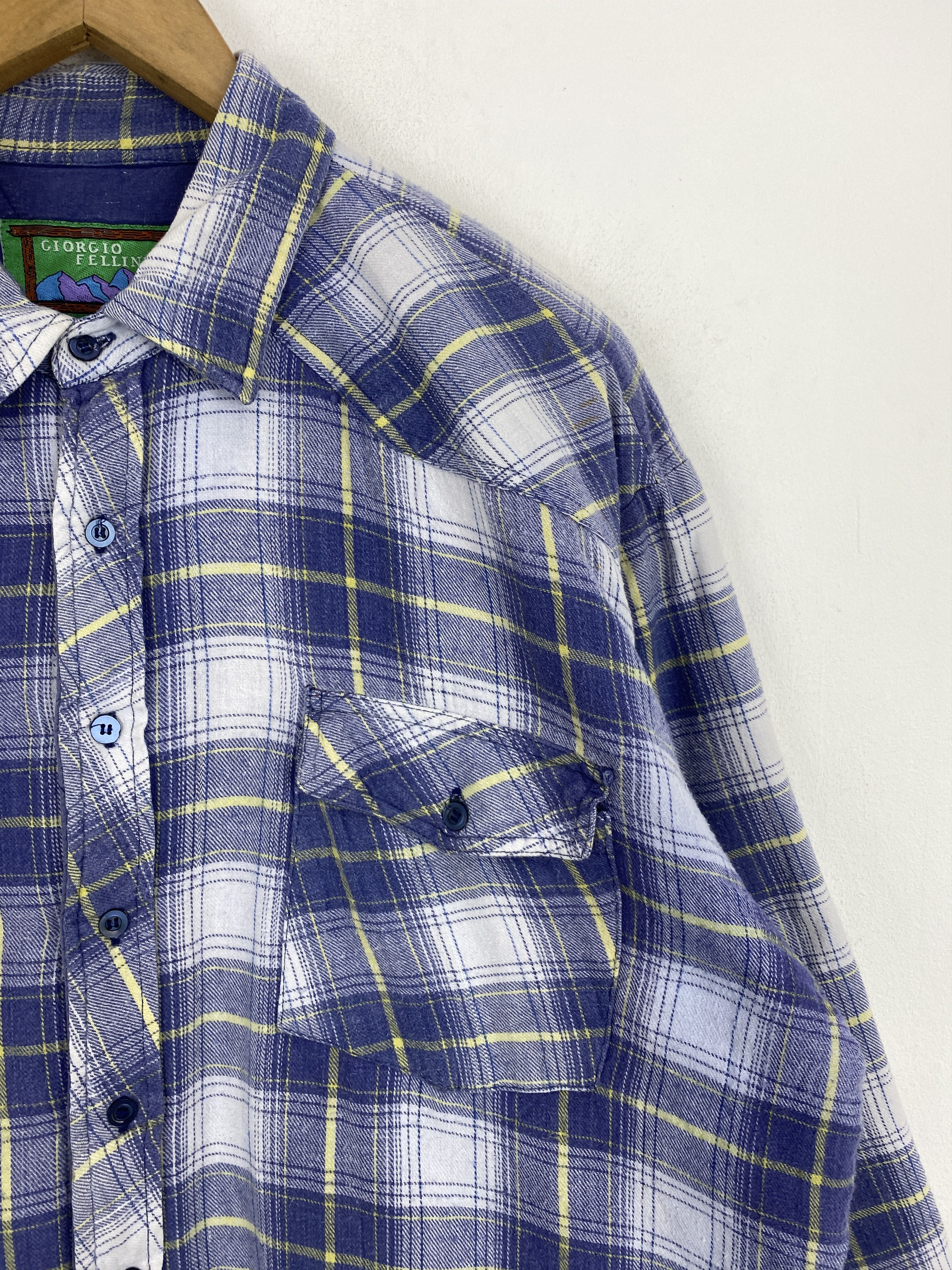 Designer × Vintage Vintage Giorgo Fellini Shadow Plaid Flannel Jacket MJ0057 Size US XL / EU 56 / 4 - 7 Thumbnail