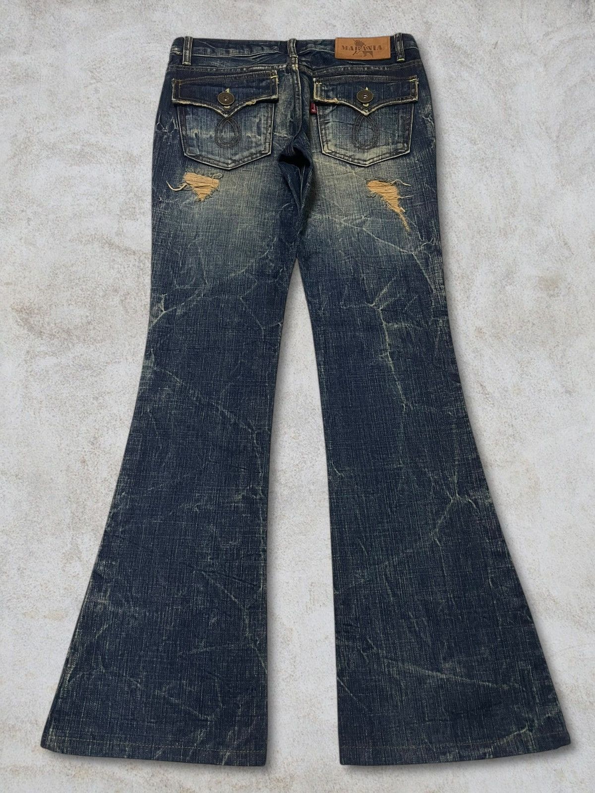 GOSTAR DE FUGA Maraxia Mudwash Distressing Flared Cracked Design Denim Size 25" / US 0 / IT 36 - 6 Thumbnail