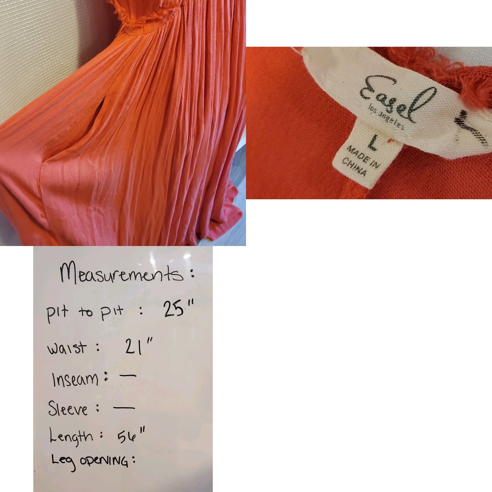 Vintage Easel Maxi Dress Sz Large Red Orange Gauzy Boho Button Front Size L / US 10 / IT 46 - 8 Thumbnail