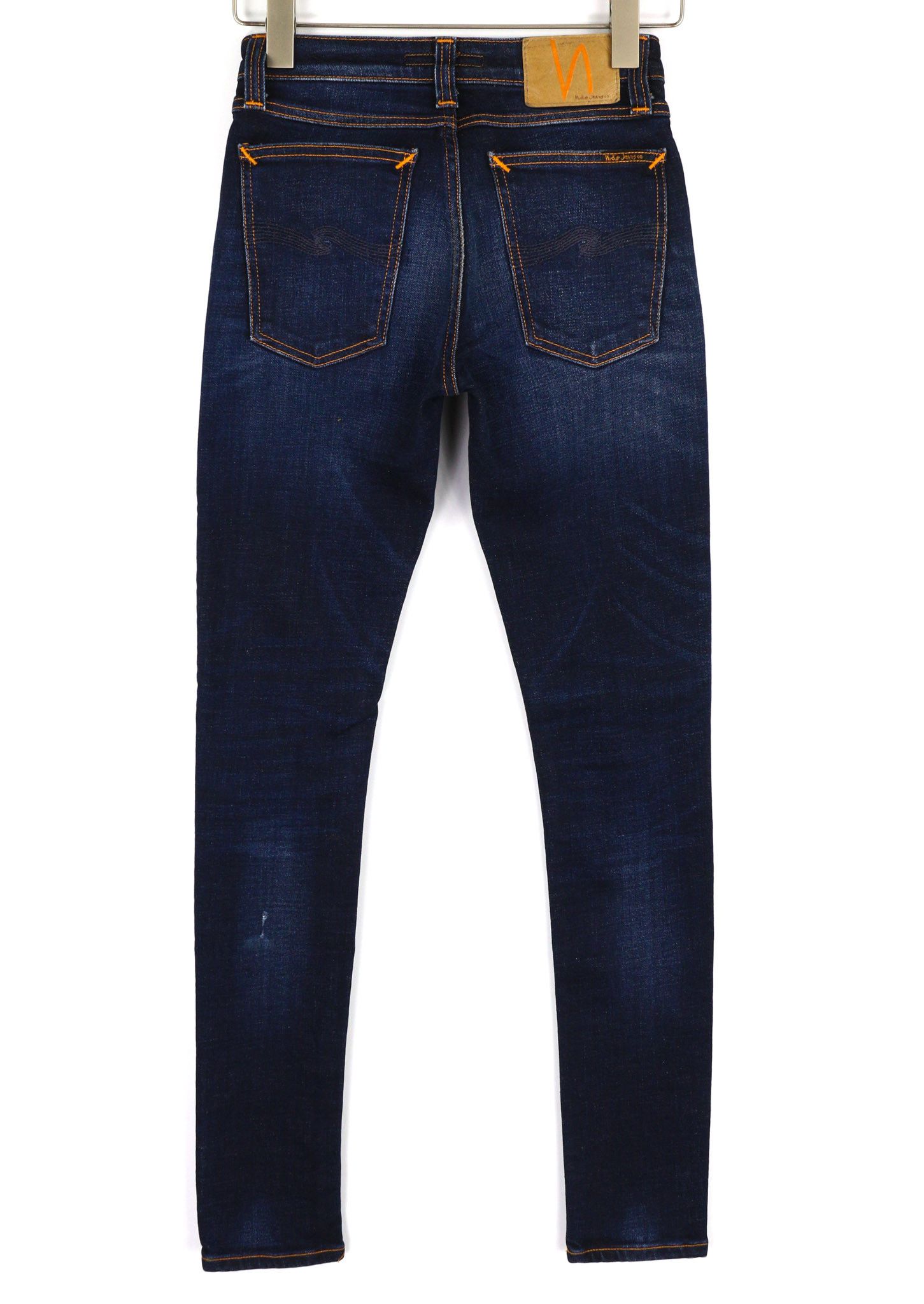 Nudie Jeans SKINNY LIN W26/L32 Dark Deep Worn Zip Washed Denim 81624 Size 26" / US 2 / IT 38 - 2 Thumbnail