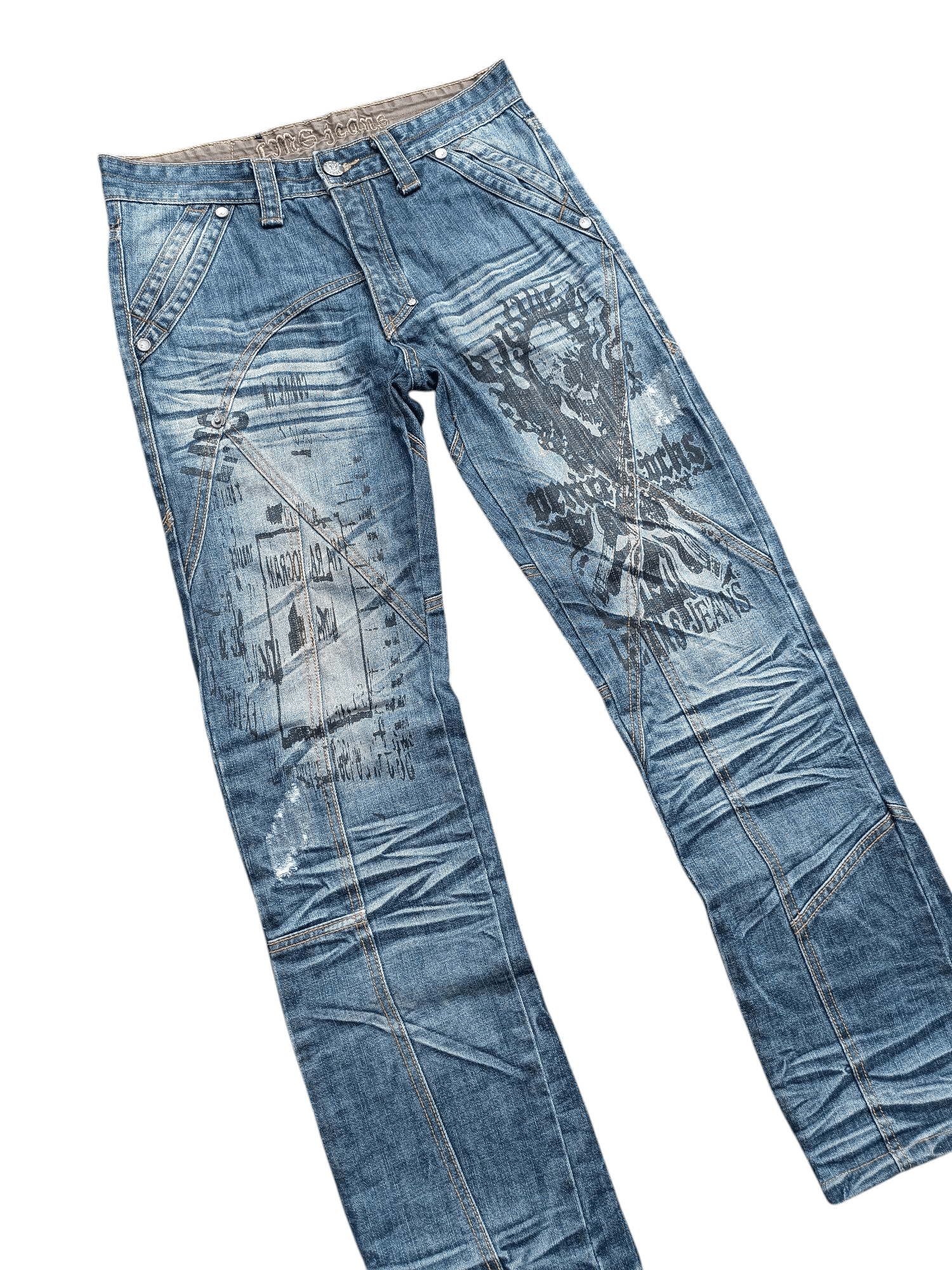 Japanese Brand × Seditionaries RARE 🔥 Japanese Brand LMS Skull Printed Denim E246 Size US 30 / EU 46 - 6 Thumbnail