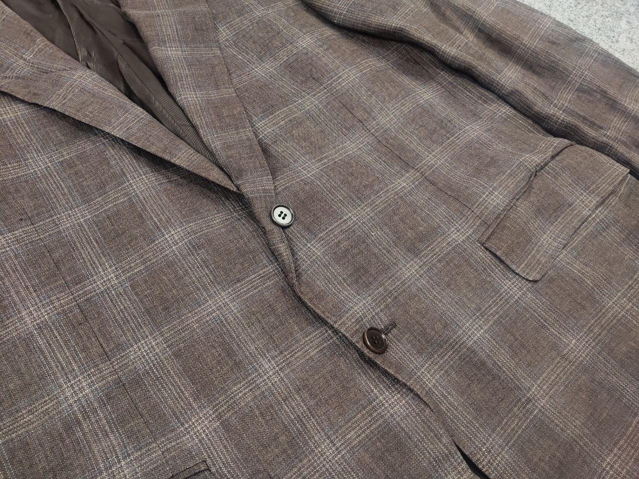 Canali Canali Italy 13290 Linen Blend Check Classic Blazer Jacket Size US L / EU 52-54 / 3 - 8 Thumbnail
