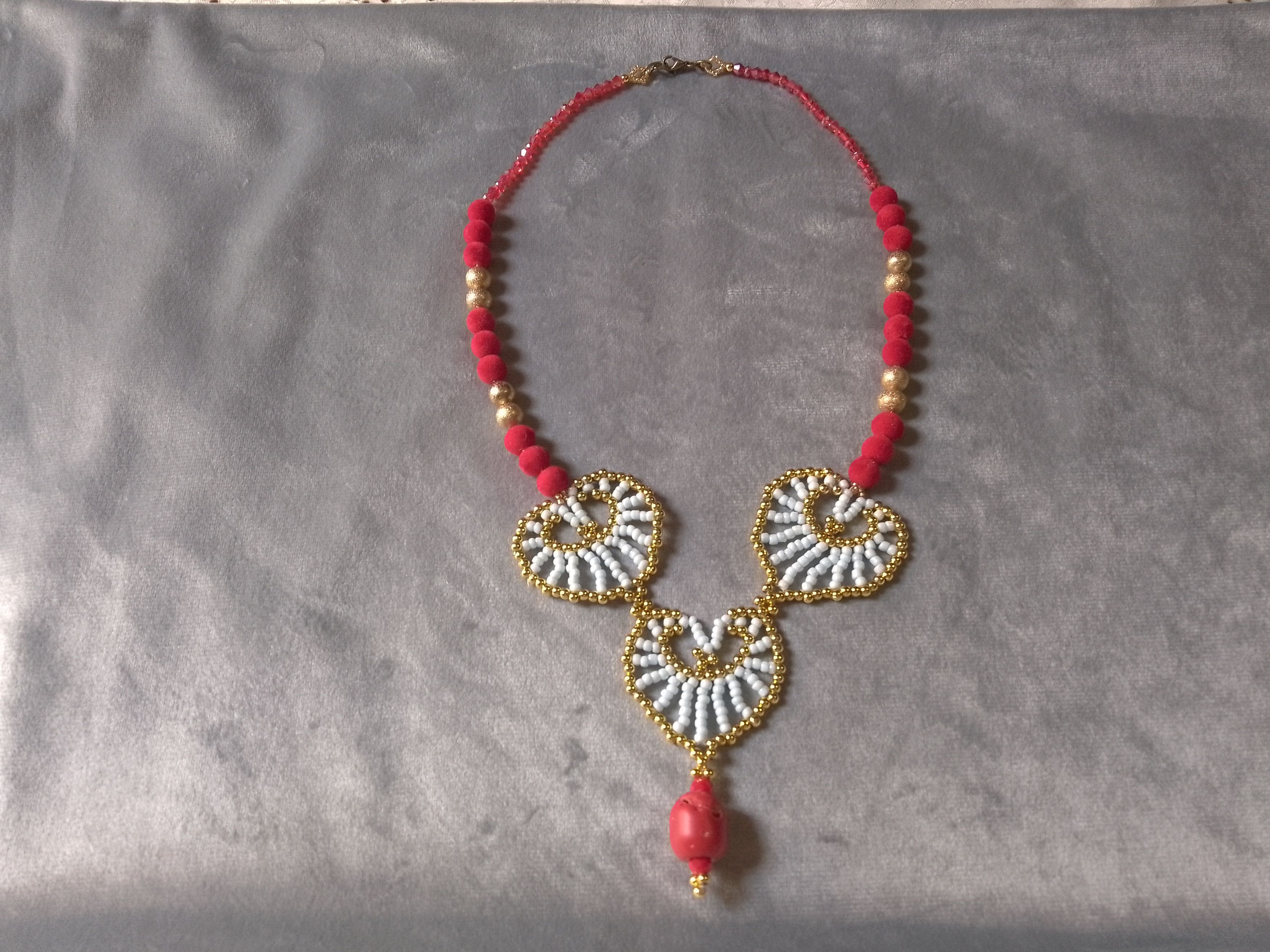 Handmade Elegant Necklace Red blue with natural coral stones Size ONE SIZE - 5 Thumbnail