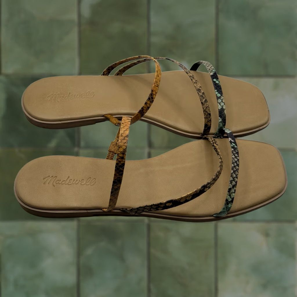 Madewell Madewell Lyra Slide Sandal Snake Embossed Leather Women's Sz 10 Multicolor Animal Print Leather Slip On Size US 10 / IT 40 - 1 Thumbnail
