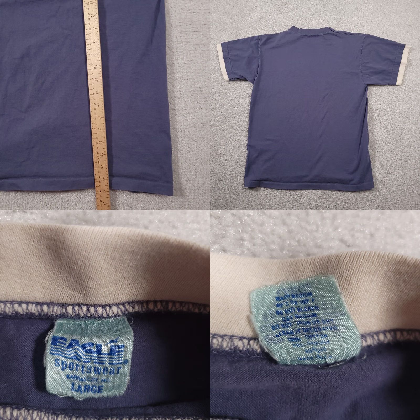 Vintage VINTAGE Eagle Sportswear Shirt Mens L Blue 90s USA Cotton Knit Short Sleeve Crew Neck Athletic Size US L / EU 52-54 / 3 - 9 Thumbnail