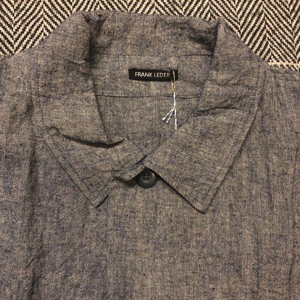 Frank Leder Work Jacket Grey Blue Textured Linen Chore - L NWT $490 Size US L / EU 52-54 / 3 - 5 Thumbnail
