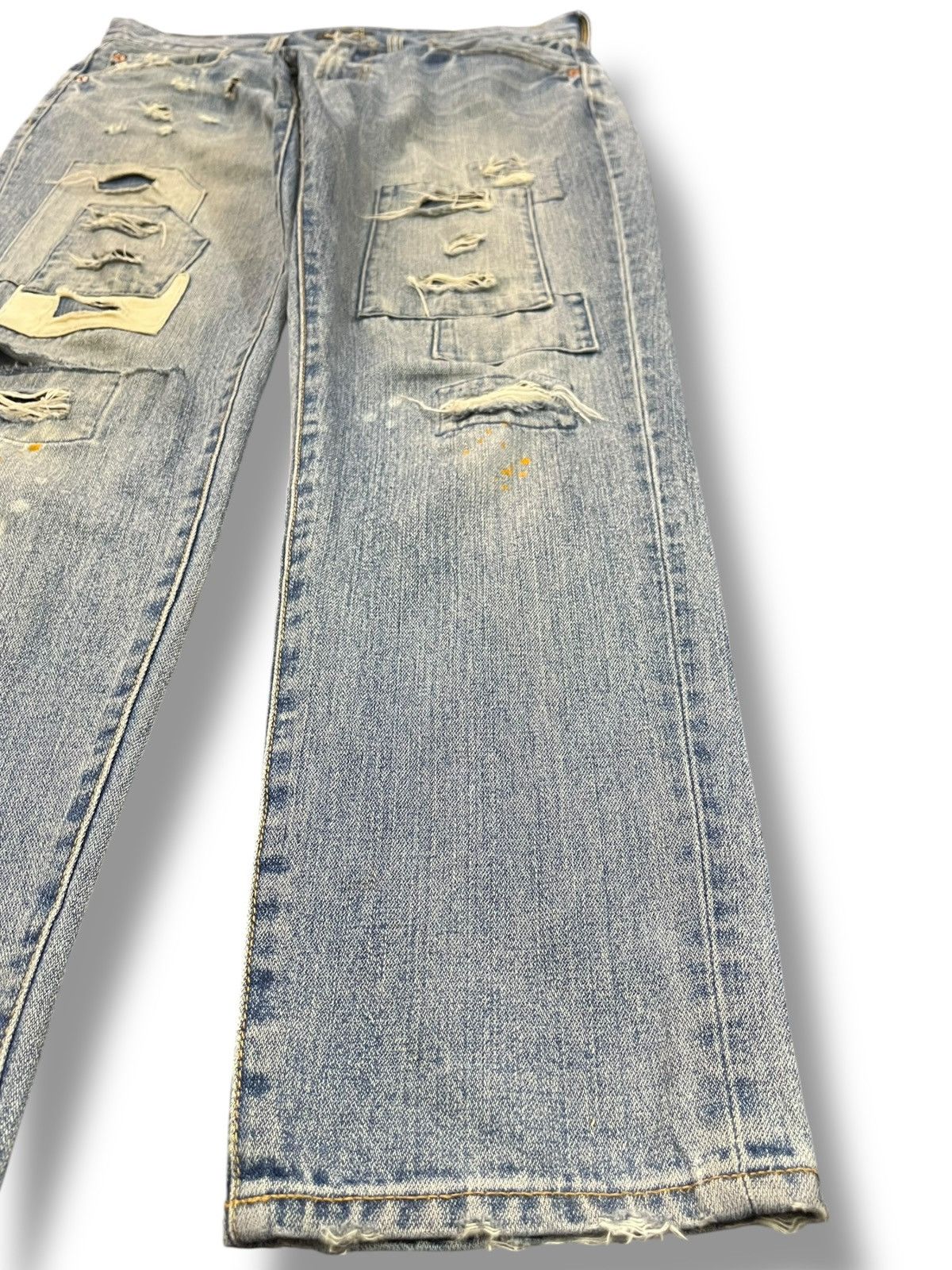 Beauty Beast × Hysteric Glamour × Le Grande Bleu (L.G.B.) Vintage Rag Machine Patchwork Distressed Denim Size US 35 - 3 Thumbnail