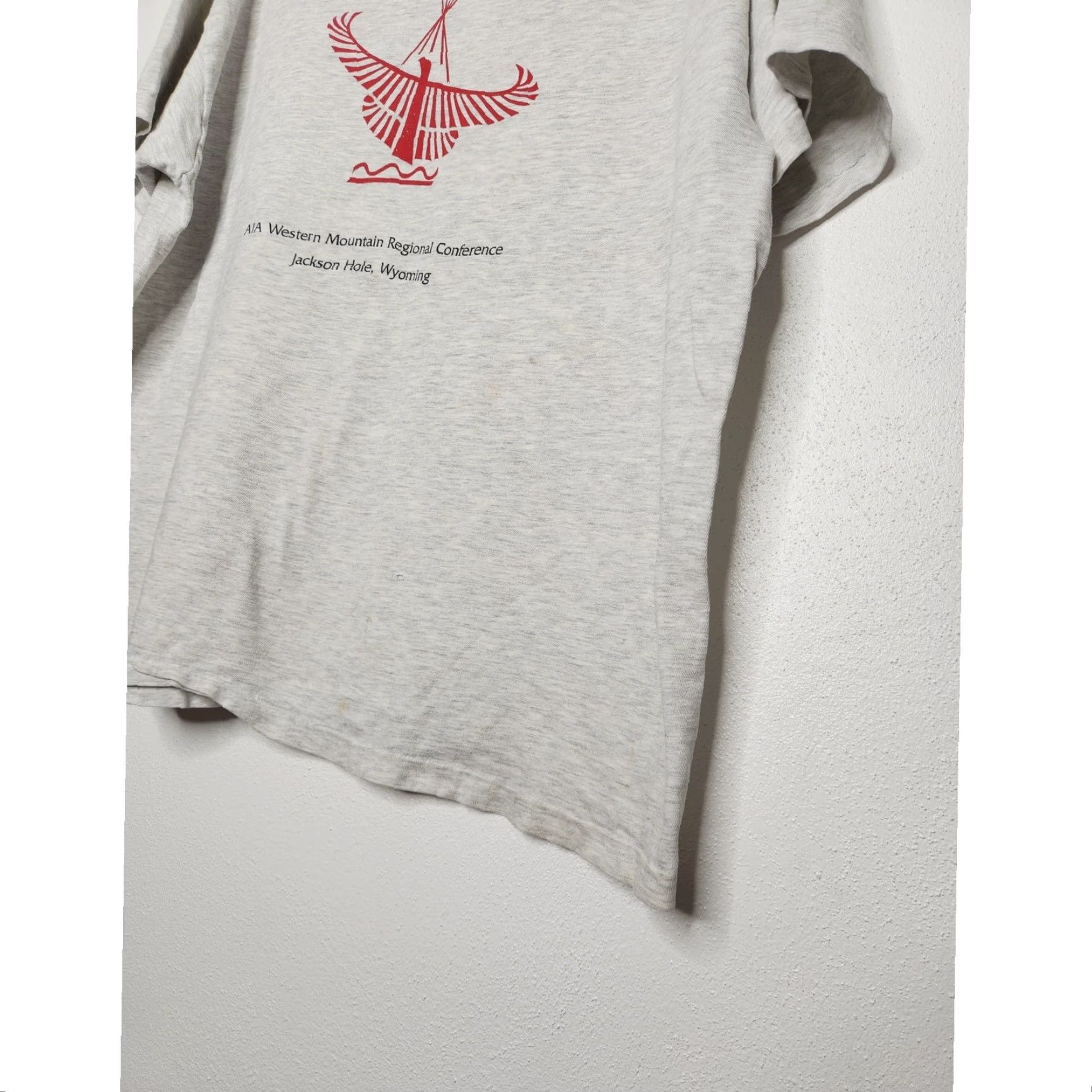 Vintage VINTAGE Rendezvous Wyoming AIA Western Eagle Grunge Distressed Worn Gray XL Unisex Adults Size US XL / EU 56 / 4 - 7 Thumbnail
