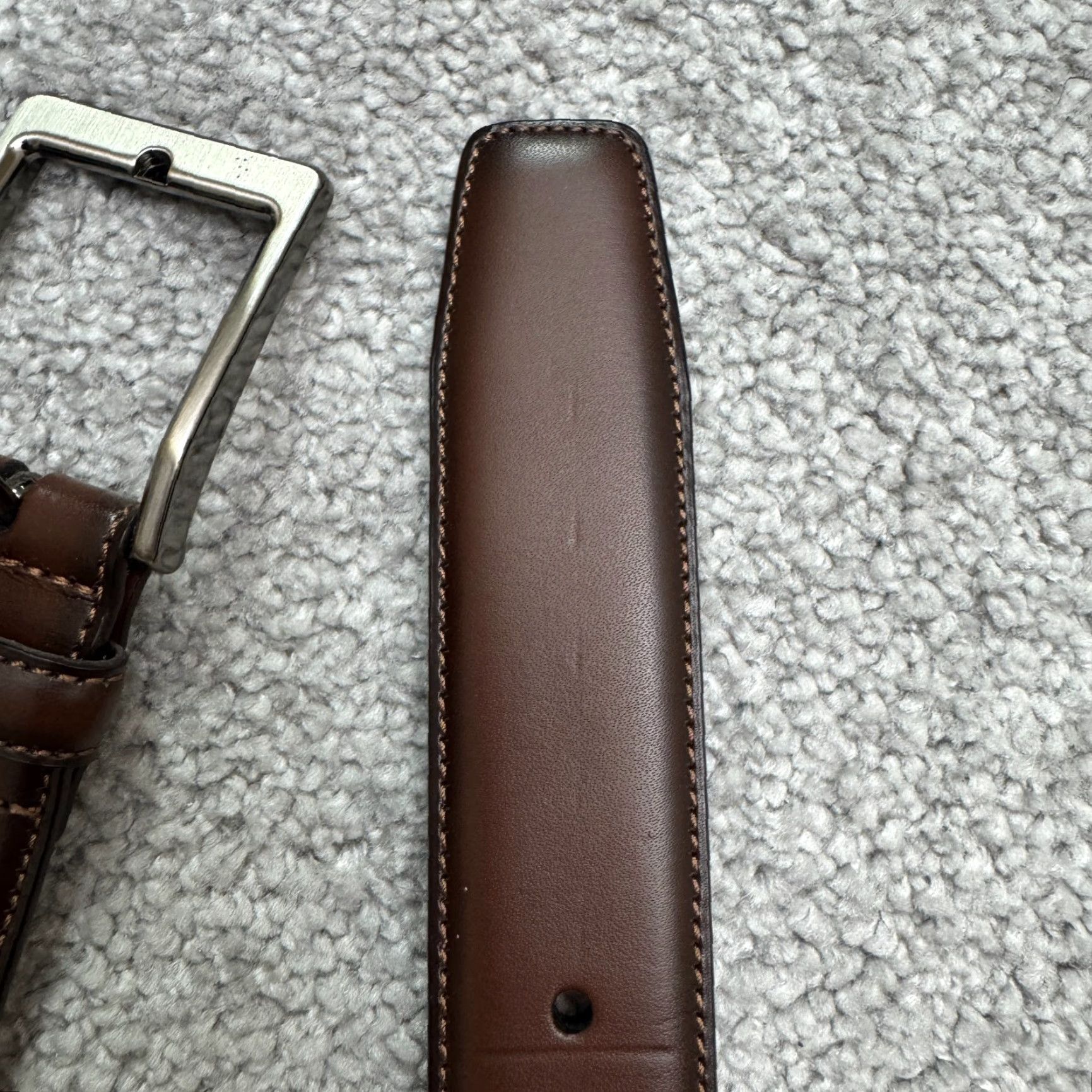 Vintage Penguin Belt Men's 42 Brown Leather Dress Work 1in Buckle Classic Vintage No Size 42 - 5 Thumbnail