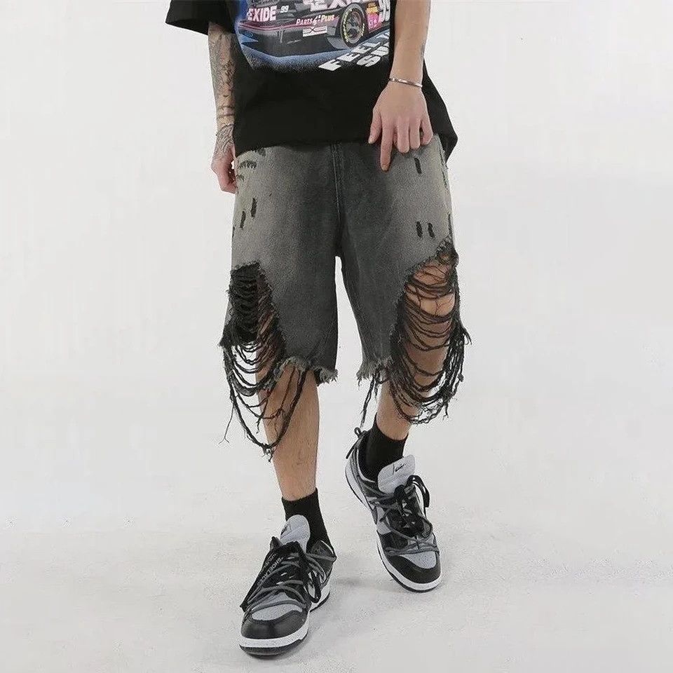 Japanese Brand × Vintage Washed Old Ripped Shortpants Size US 33 - 1 Thumbnail