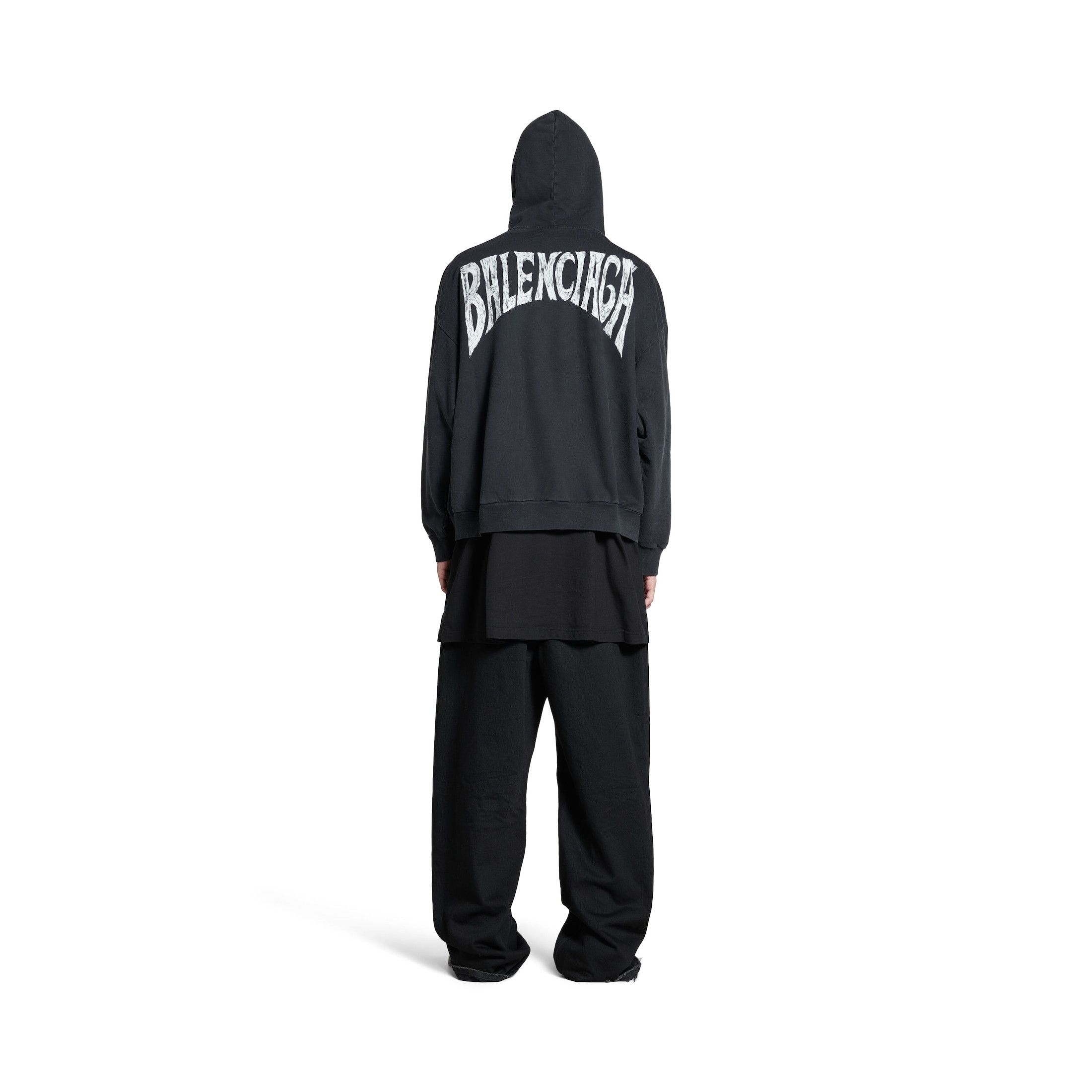 Balenciaga o1la1rc1a0226 Hand-Drawn Hoodie Medium Fit In Black Size US M / EU 48-50 / 2 - 4 Thumbnail