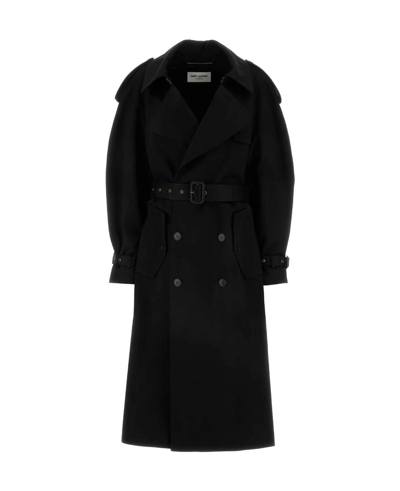 Saint Laurent Paris o1bcso1str1225 Manteau Gabardine De Coton in Black Size M / US 6-8 / IT 42-44 - 1 Thumbnail