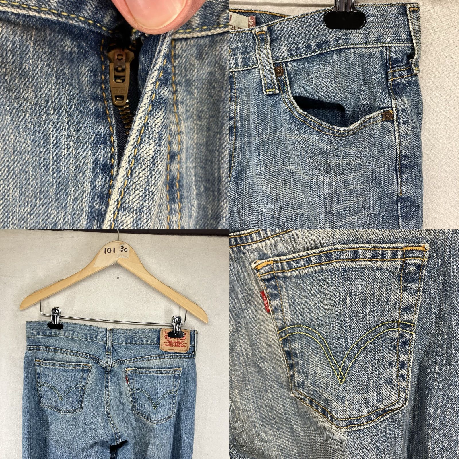 Levi's VINTAGE Levi’s 505 Women Jeans 10 Straight Distressed Slouch 29in Blue 90s Bohemian festival Hippie Retro Regular Fit Mens Womens Girls Boys Size 32" / US 10 / IT 46 - 8 Thumbnail