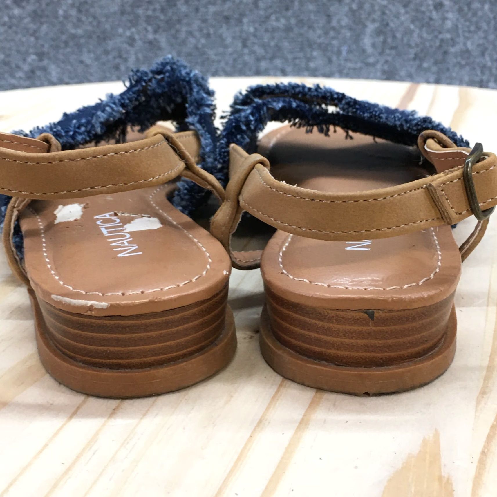 Nautica Nautica Basin Slingback Flats Buckle Straps Casual Blue Fabric Sandals Womens 6 Size US 6 / IT 36 - 7 Thumbnail