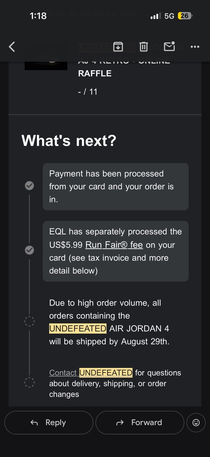 Nike Undefeated Nike x Jordan 4 Retro OG Size 11 (Brand New) Size US 11 / EU 44 - 11 Thumbnail