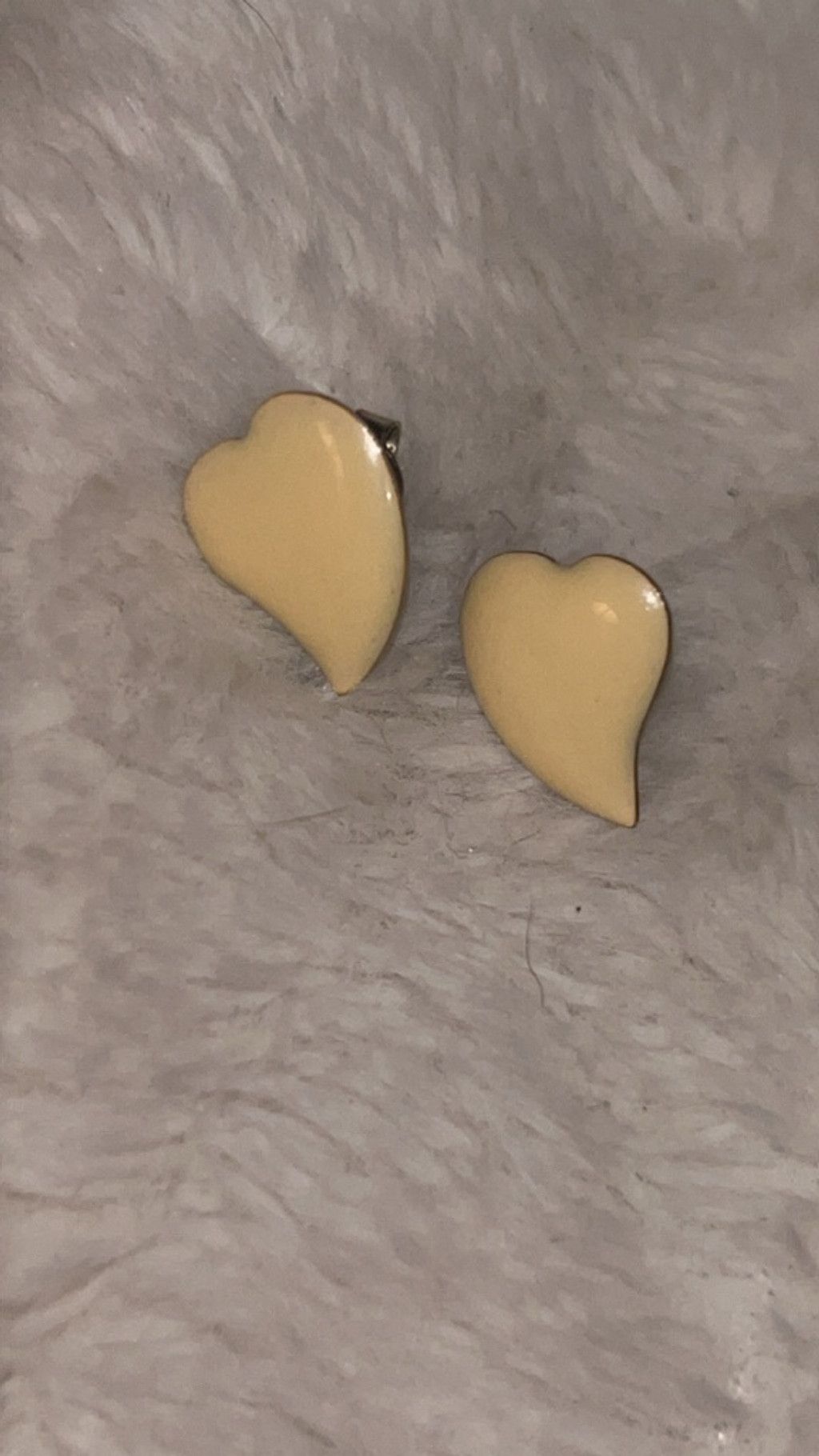 The Unbranded Brand Women's Unbranded Heart Stud Earrings One Size Cream Gold Size ONE SIZE - 1 Thumbnail