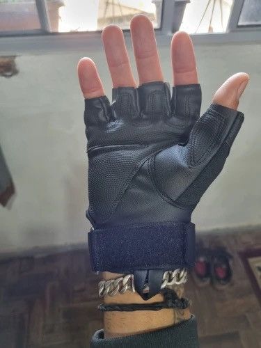 Leather PU Leather Tactical Half Finger Gloves Size M Size ONE SIZE - 6 Thumbnail