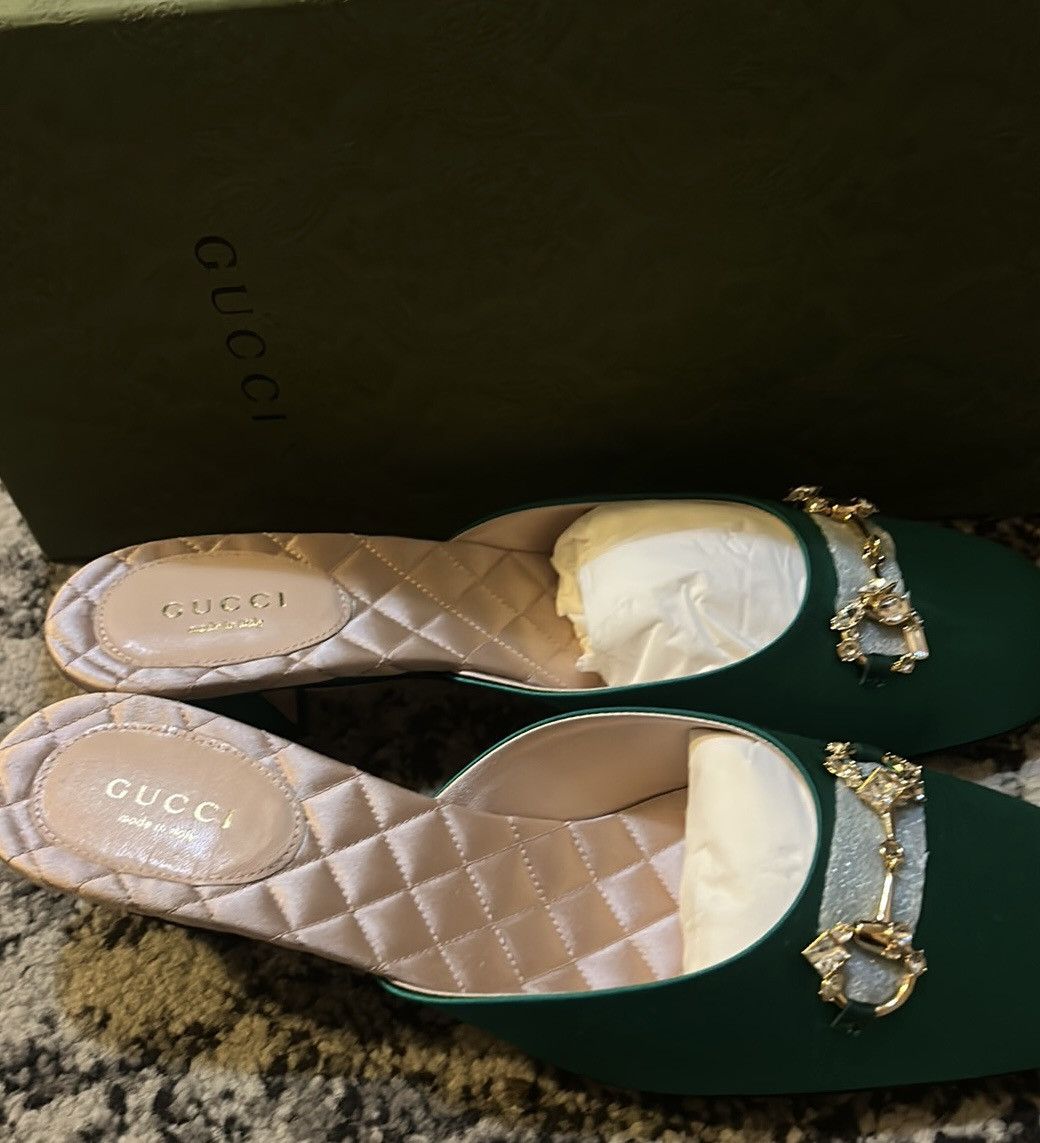 Gucci Gucci Wrap-Toe Horsebit Mules Shamarock/Emerald Size 38.5 Size US 8.5 / IT 38.5 - 5 Thumbnail