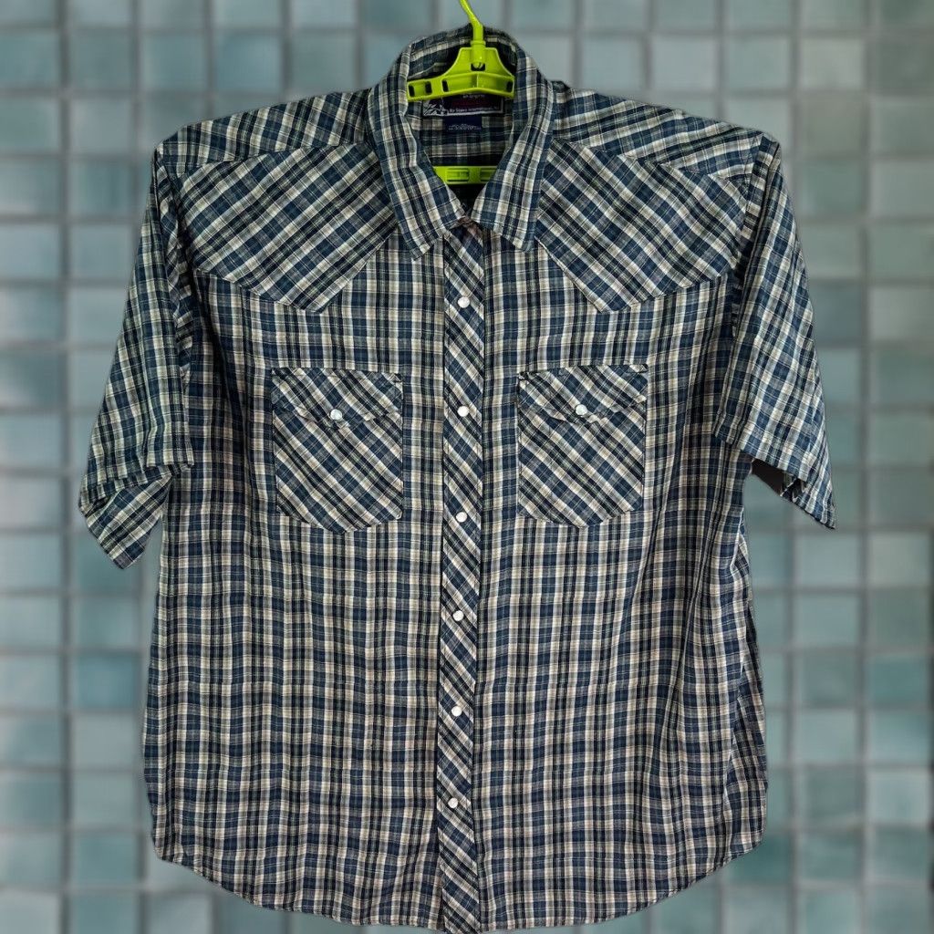 Vintage VINTAGE Williams Bay Plaid Snap Button Western Shirt Men’s 2X Blue Short Sleeve Size US XXL / EU 58 / 5 - 1 Thumbnail