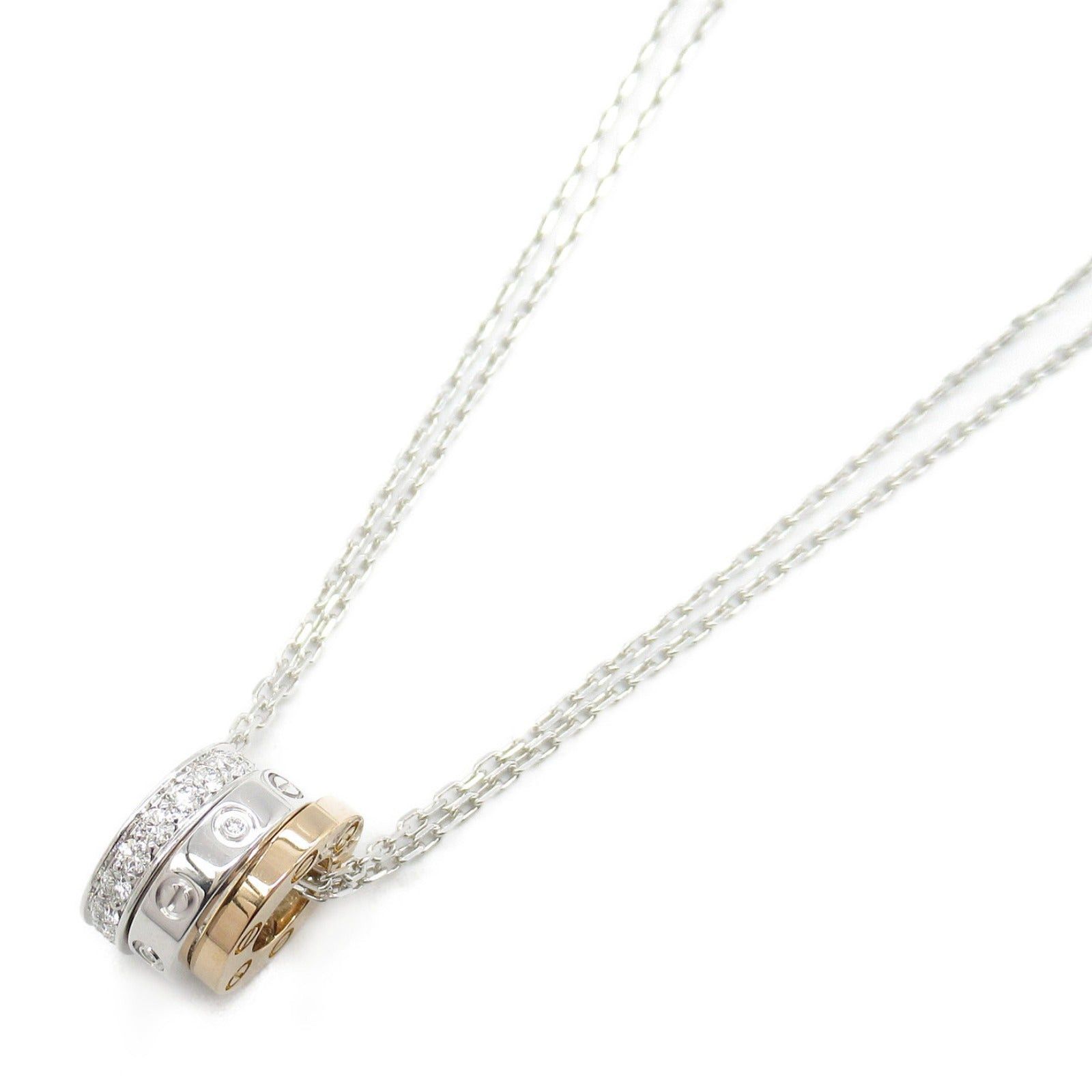 Cartier Cartier Love Three Hoops Necklace K18Wg (White Gold) K18Pg (Pink Diamond Clear Size ONE SIZE - 1 Thumbnail