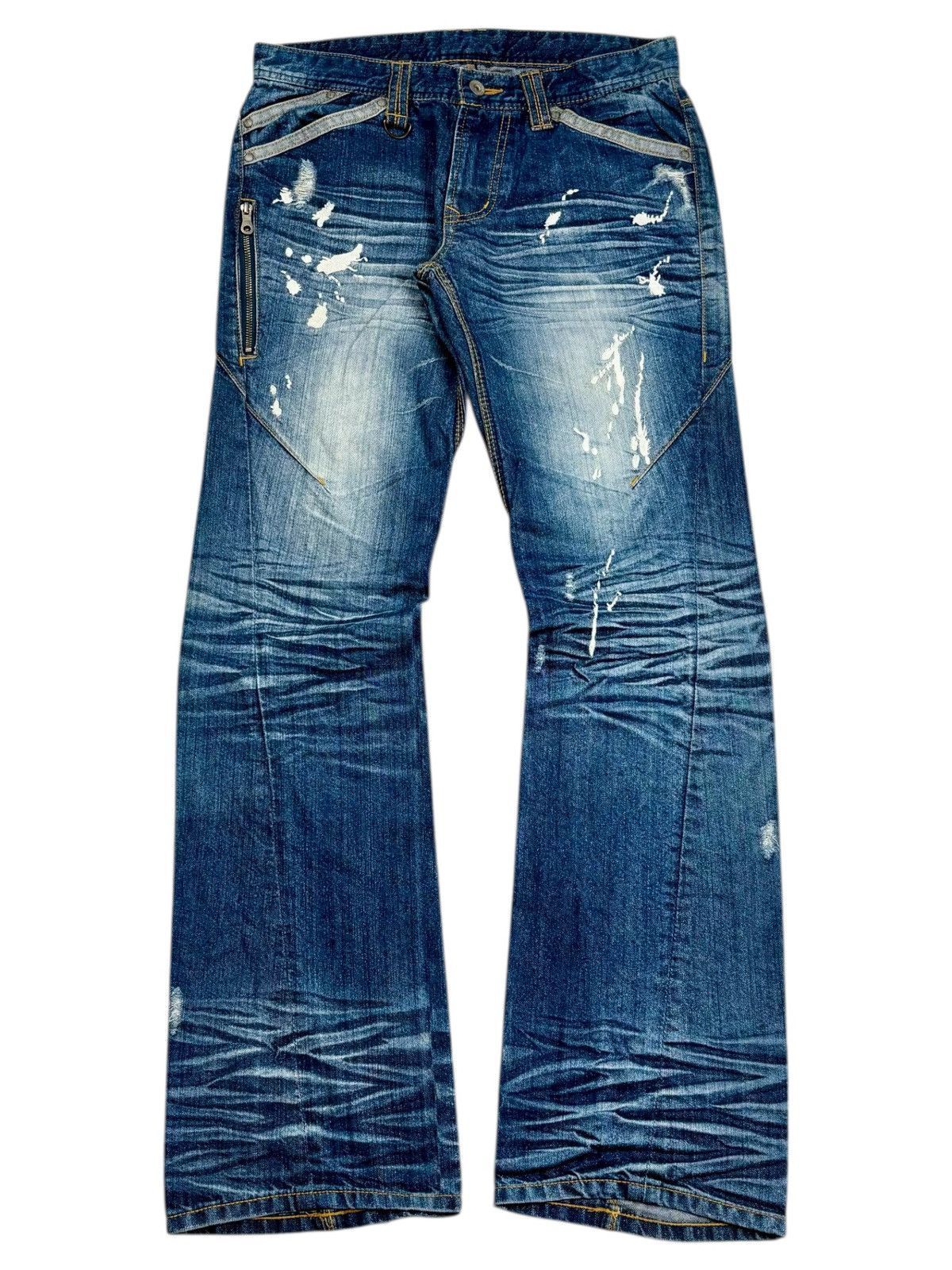 Isamu Katayama Backlash 2000s Hideway Nicole - Flared Whisker Denim Pants Size US 29 - 1 Thumbnail