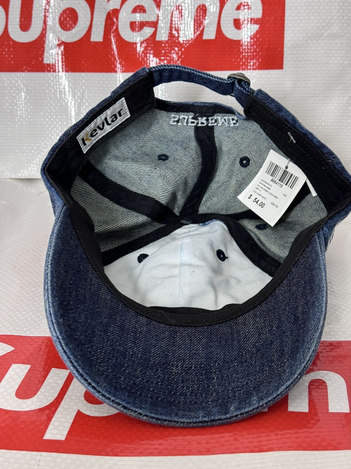 Supreme Supreme Kevlar denim s logo 6 panel camp cap ss 22 | Grailed