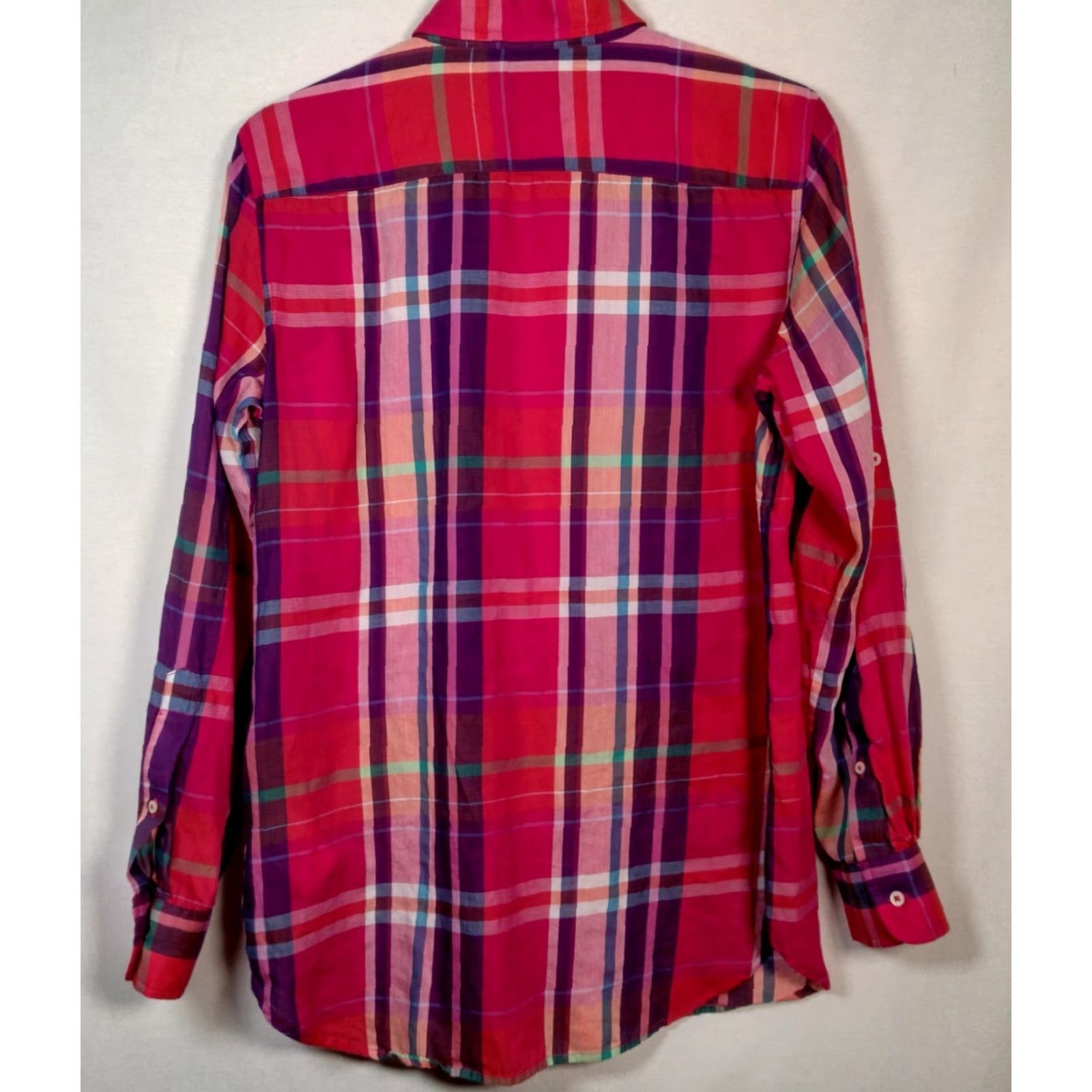 Ralph Lauren Lauren Ralph Lauren Blouse Shirt Women M Roll Tab Sleeve Purple Plaid Size M / US 6-8 / IT 42-44 - 3 Thumbnail