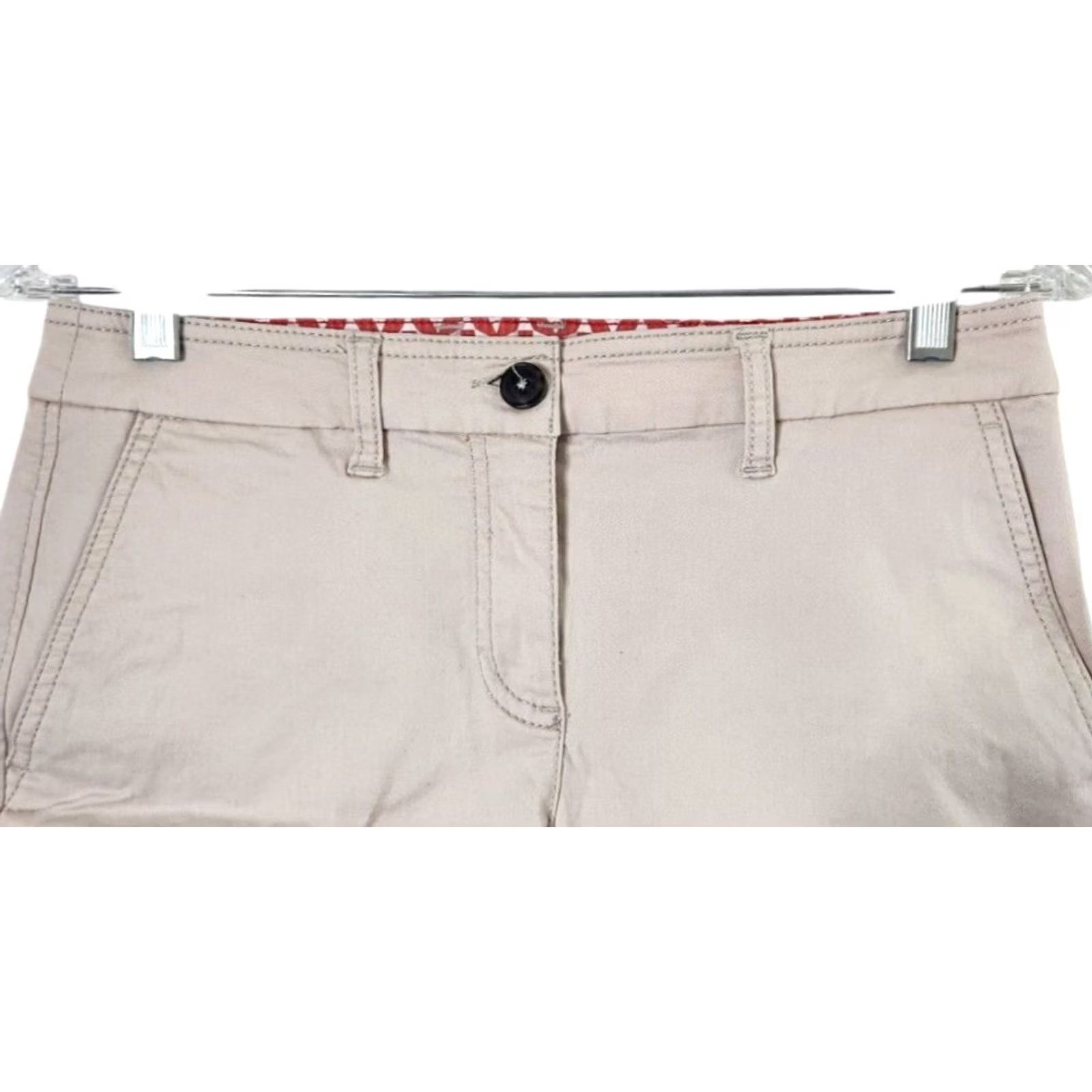 Boden Boden Shorts Womens 4 Chino Cuffed Belted Pockets Tan Beige 6" Inseam Cotton Front Zip Size 27" / US 4 / IT 40 - 3 Thumbnail