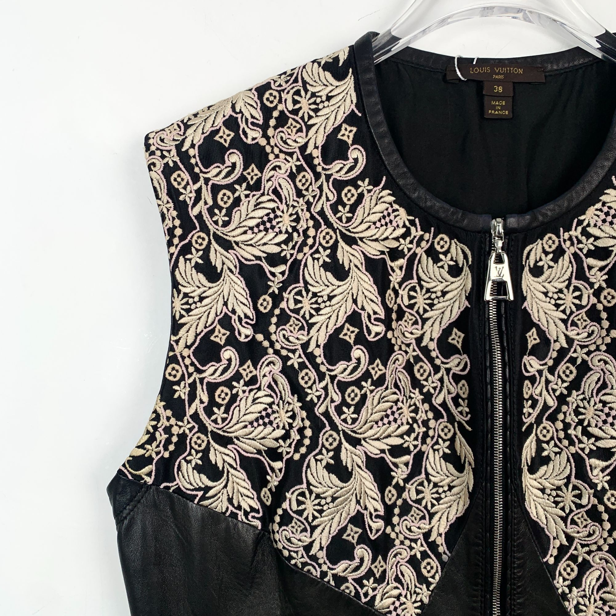 Louis Vuitton Louis Vuitton Black Leather & Embroidered Sleeveless Dress S Size XS / US 0-2 / IT 36-38 - 5 Thumbnail