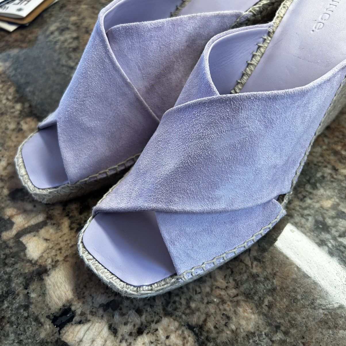 Vince NEW $250~VINCE~Lavender Suede Espadrille Wedge Sandals~9/9.5 Size US 9.5 / IT 39.5 - 6 Thumbnail