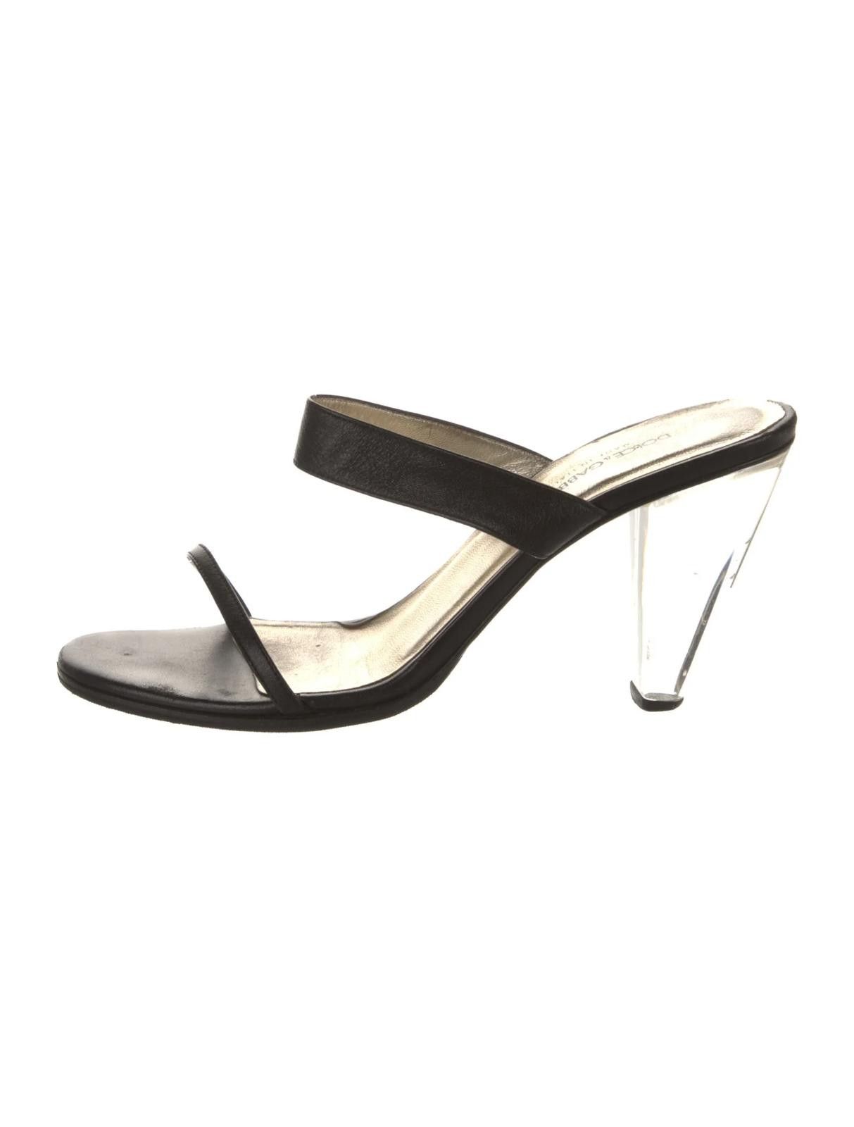 Dolce & Gabbana Dolce & Gabbana Leather Slides Women's Size: 7 | IT 38 Size US 7 / IT 37 - 1 Thumbnail